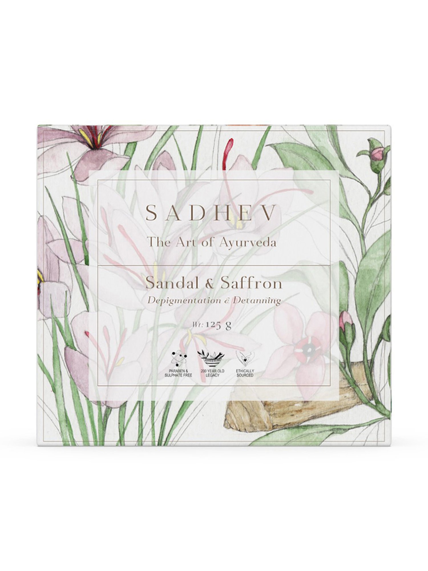 SADHEV The Art Of Ayurveda Sandal & Saffron Soap - 125 gm