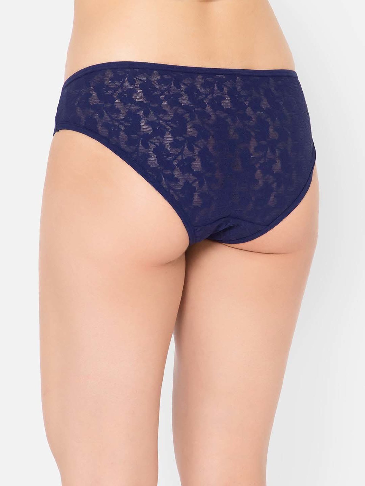 Clovia Blue Lace Work Bikini Panty