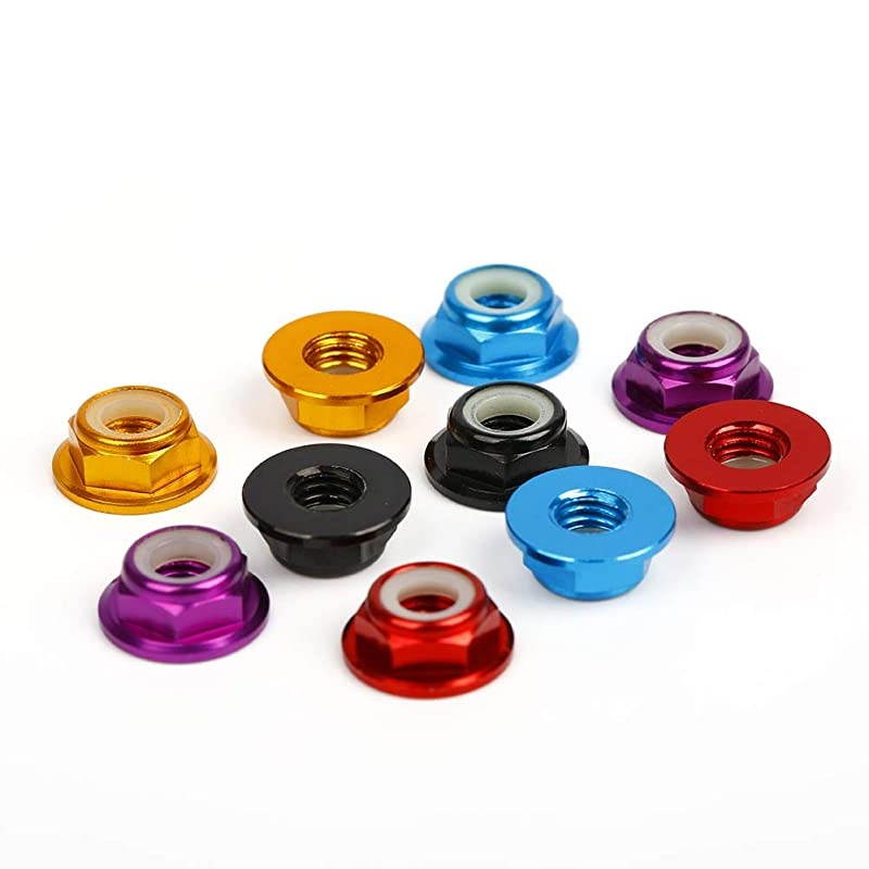 25pcs M5 Lock Nuts CW Flanged Nylon Insert Aluminum Alloy Self-Locking Nuts for RC Drone Quadcopter Motor Prop Adapter FPV Parts (Mix Colors)
