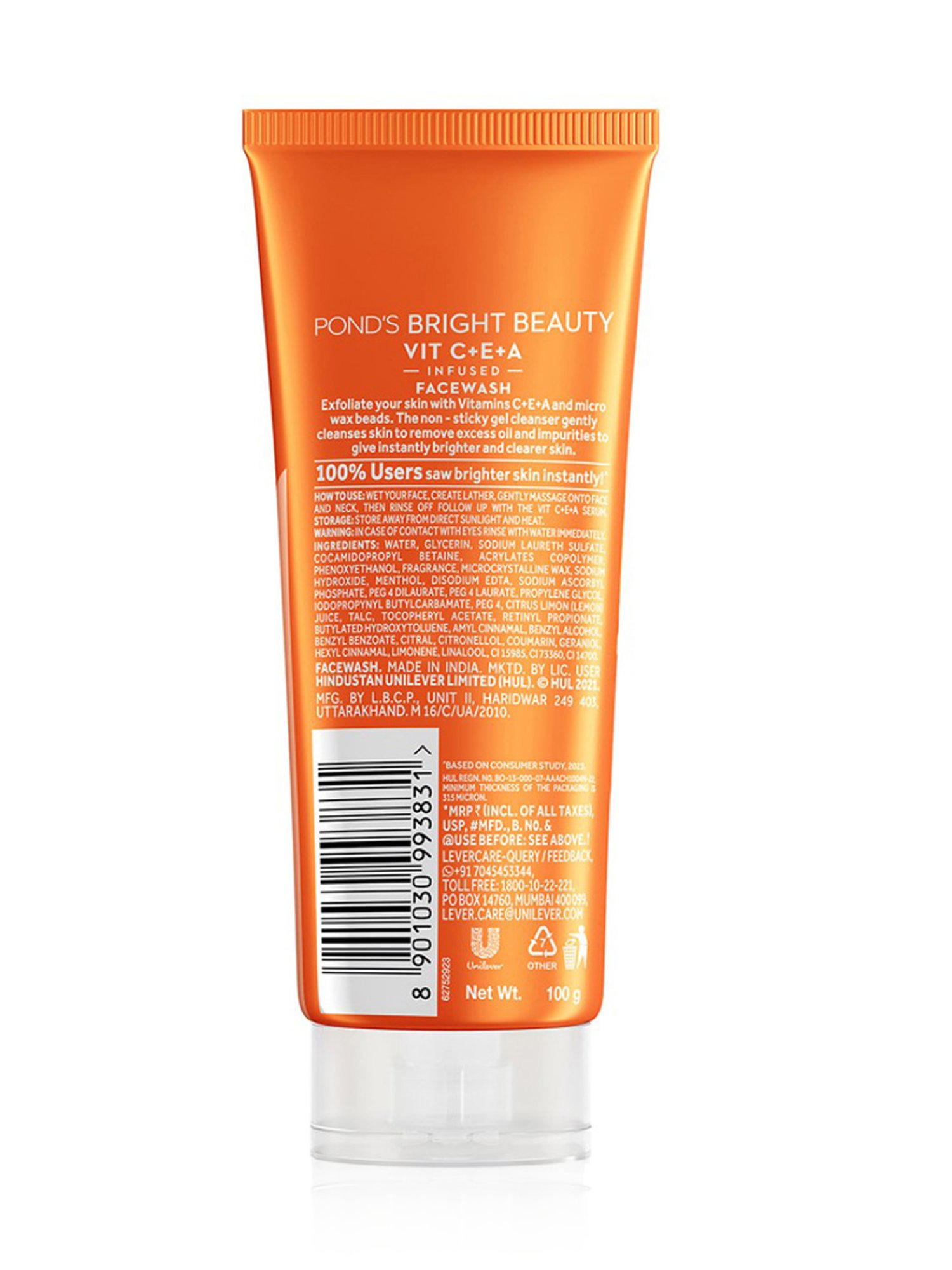 Pond's Bright Beauty Vit C+E+A Infused Face Wash - 100 gm