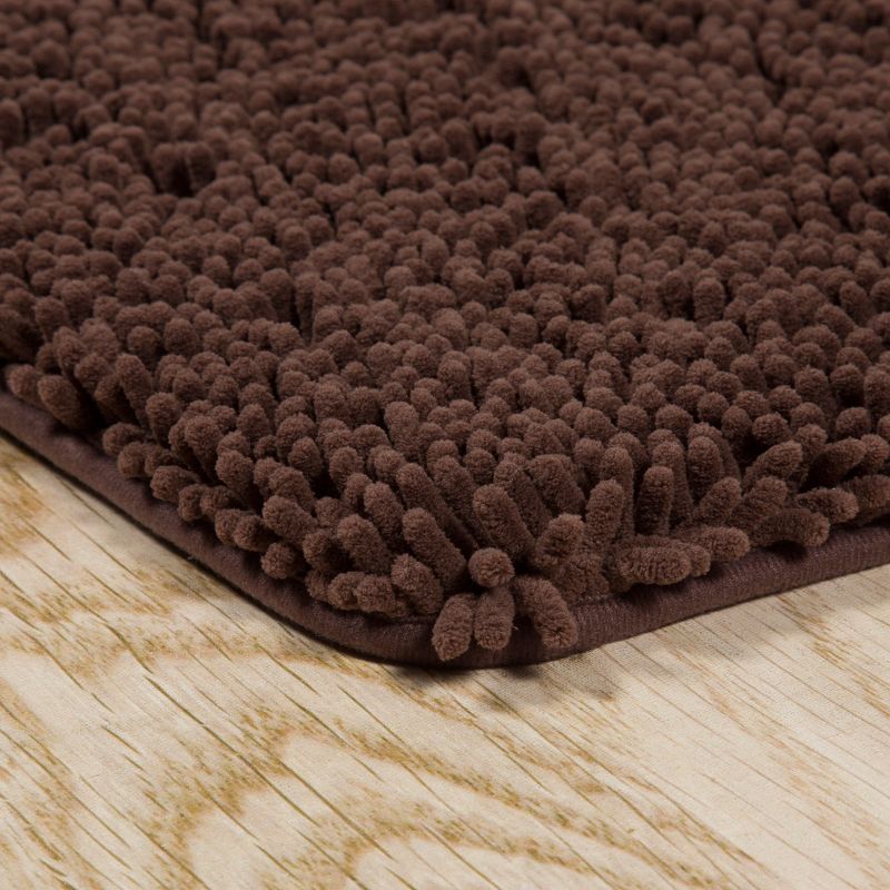 2pc Solid Memory Foam Shag Bath Mat Set Brown - Yorkshire Home
