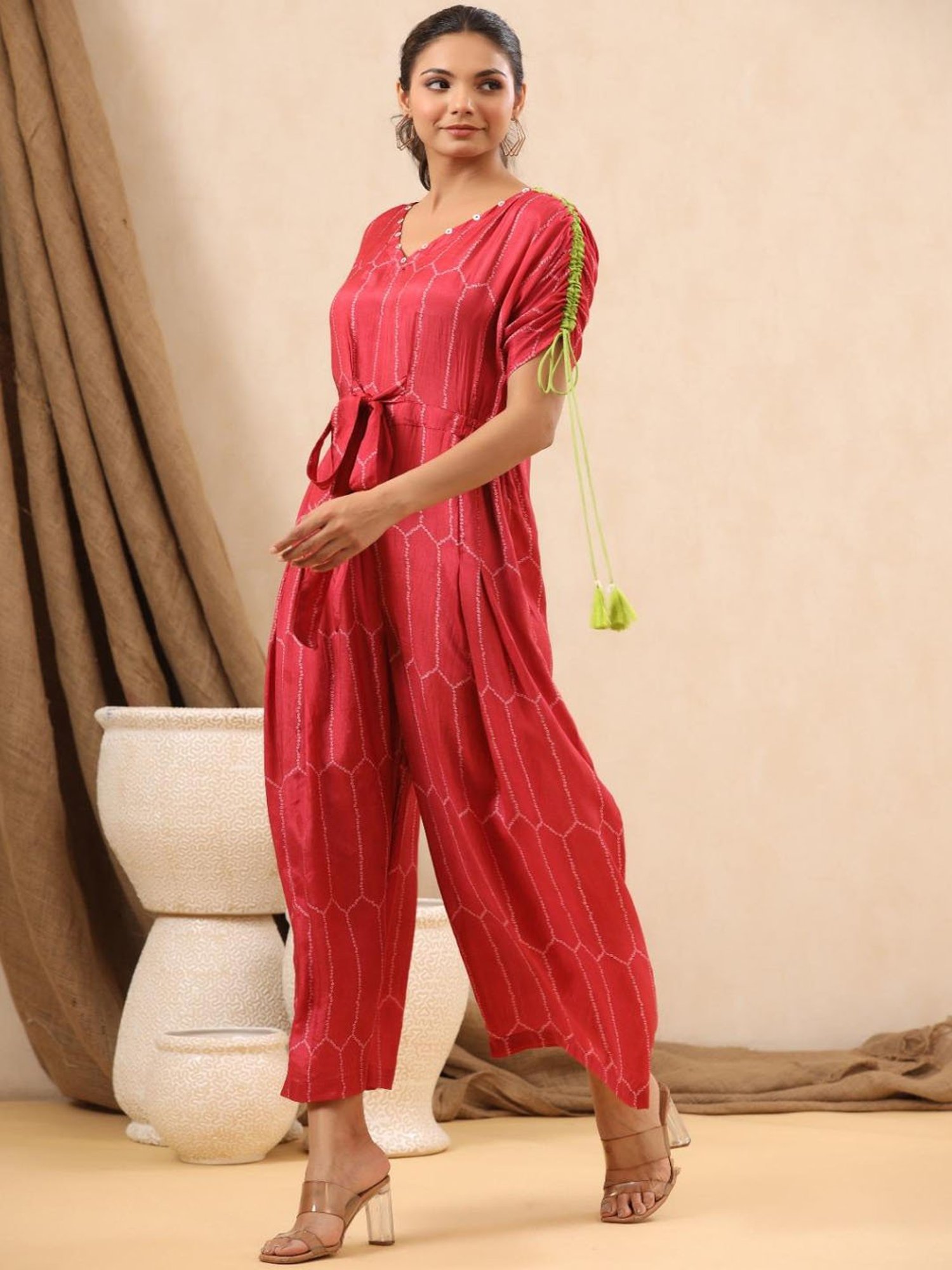 Autumnlane Orlando Crimson Cotton Jumpsuit