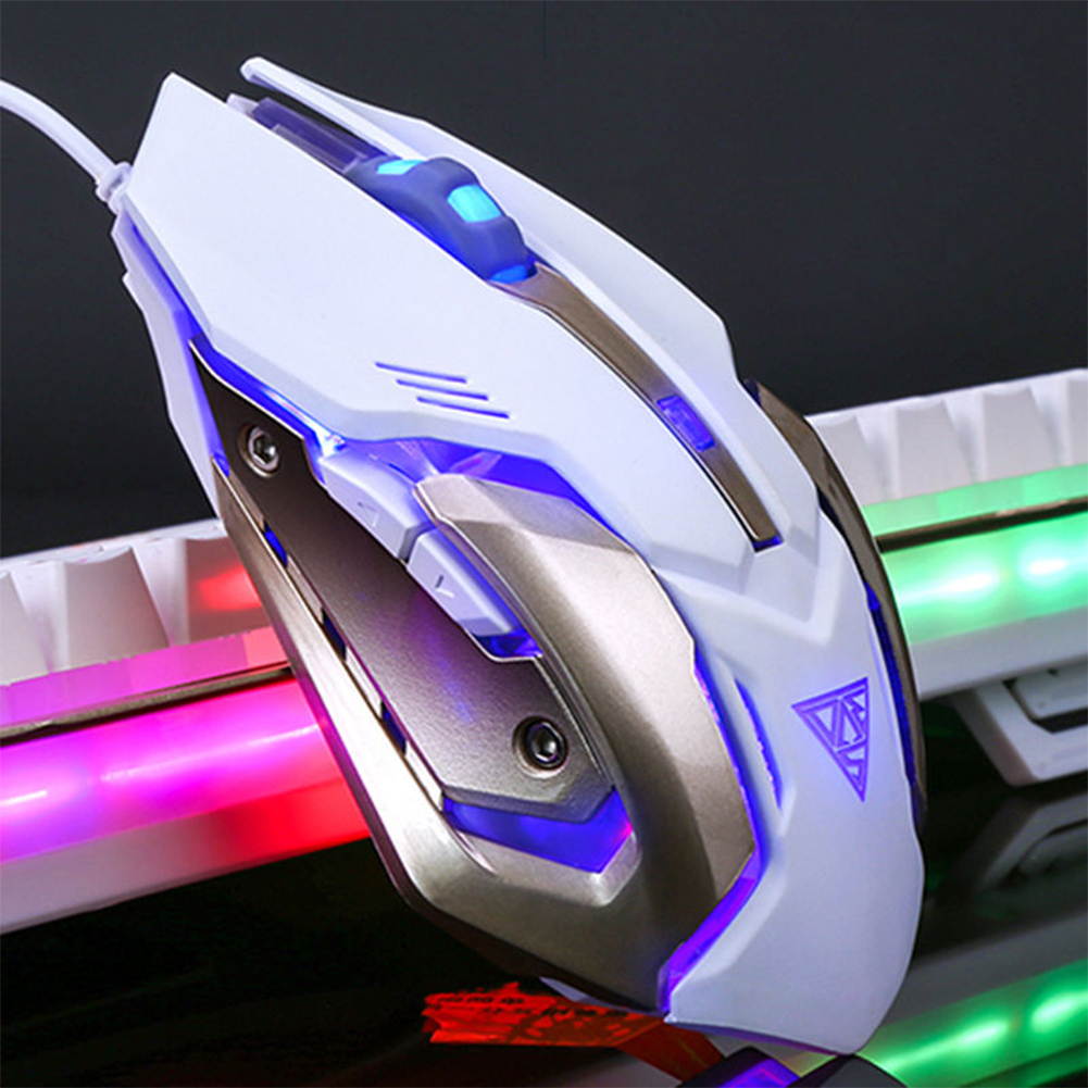 UrChoiceLtd&reg; V1 Gaming Keyboard & Mouse Combo Wired Rainbow LED Backlit Multimedia Ergonomic Usb Gaming Keyboard Metal Waterproof + 3200DPI 6 Buttons Backlit Optical Usb Gaming Mouse + Mouse Pad Sets