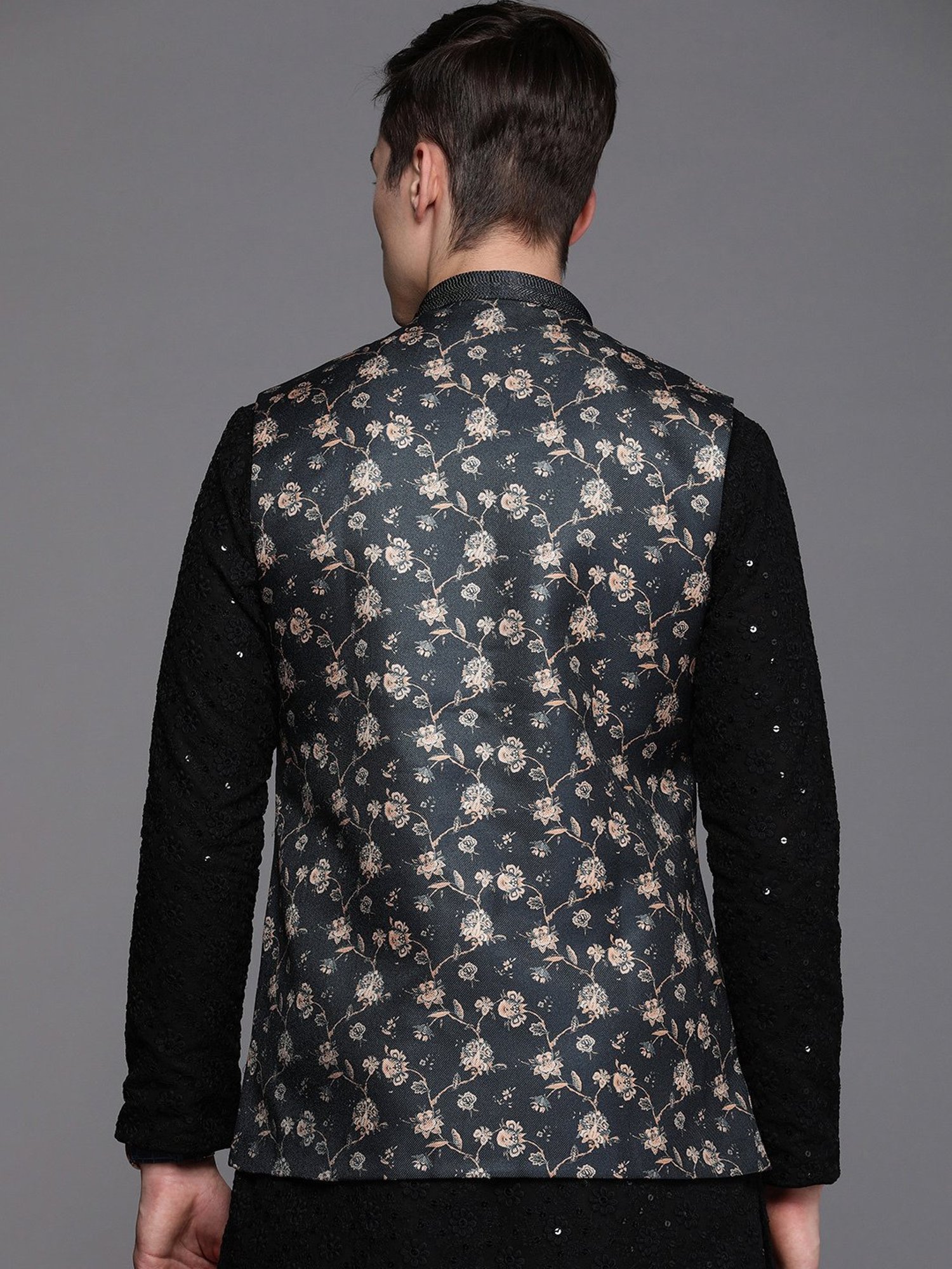 Manyavar Multicolor Regular Fit Floral Print Nehru Jacket