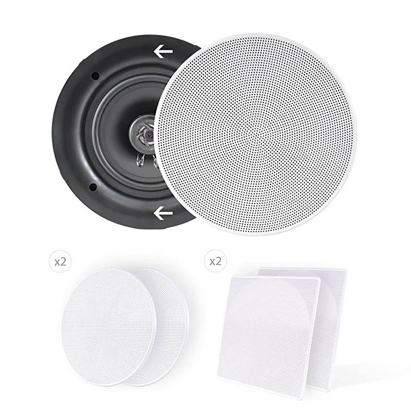 Ceiling Speakers Stereo Home Theater Speakers in Wall Speakers Flush Mount 8Inch White 250 Watt 2Way Pair PDIC86