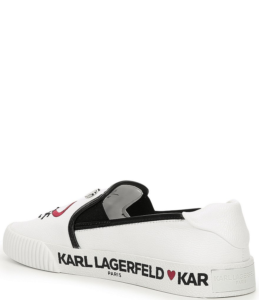 KARL LAGERFELD PARIS Jessie Logo Script Leather Slip-On Sneakers