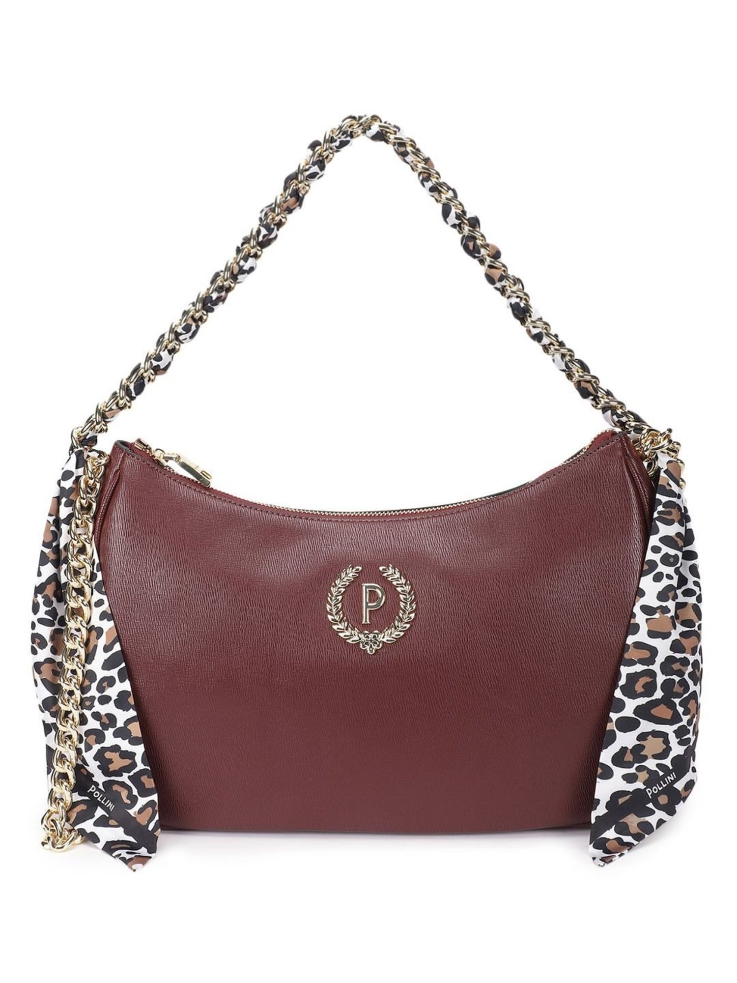 Pollini Maroon Medium Hobo Bag