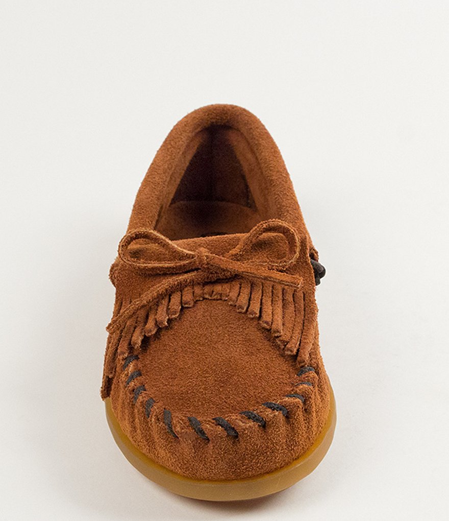 Minnetonka Kids' Kilty Suede Whipstitch Moccasins (Infant)