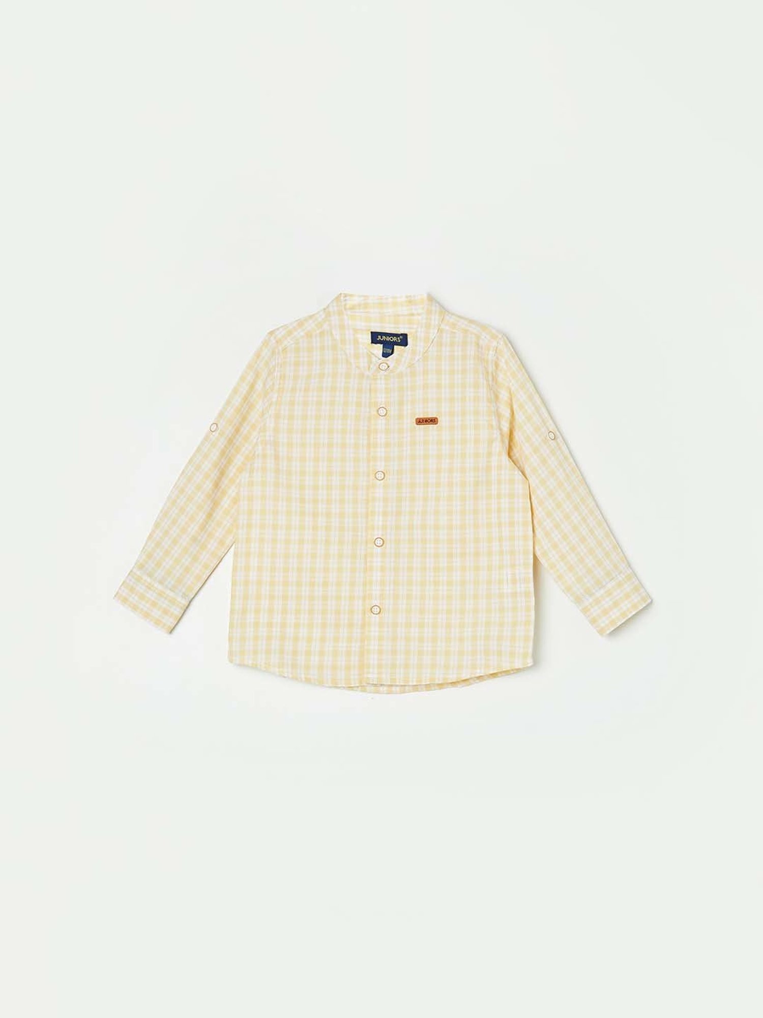 Juniors by Lifestyle Yellow Cotton Chequered Full Sleeves Shirt