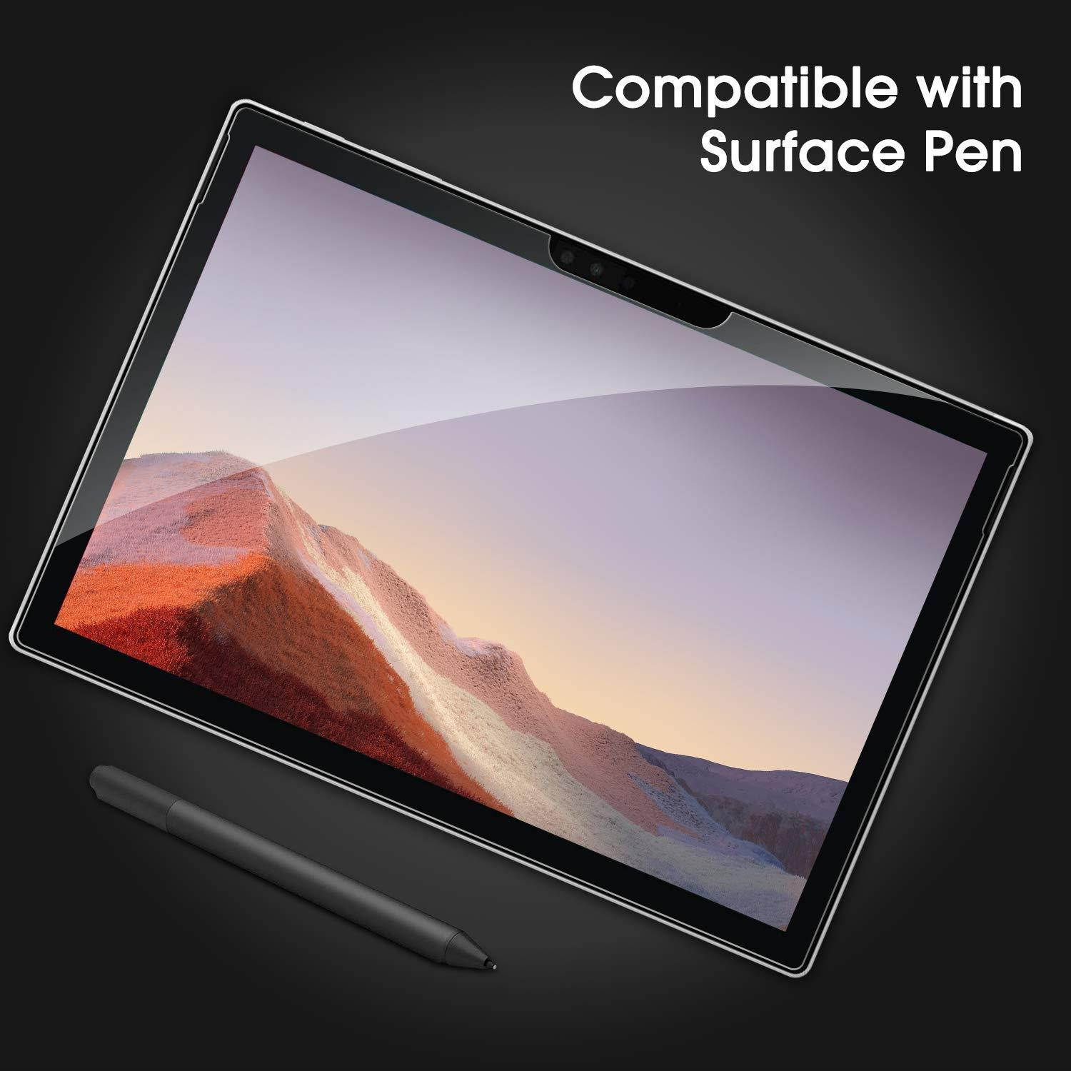 OMOTON [3-Pack] Screen Protector for Surface Pro 7 6 5 4 [12.3 Inch] - Tempered Glass/Guide Frame/Scratch Resistant