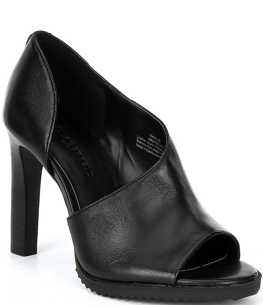 KARL LAGERFELD PARIS Brette Leather Peep-Toe d'Orsay Heels