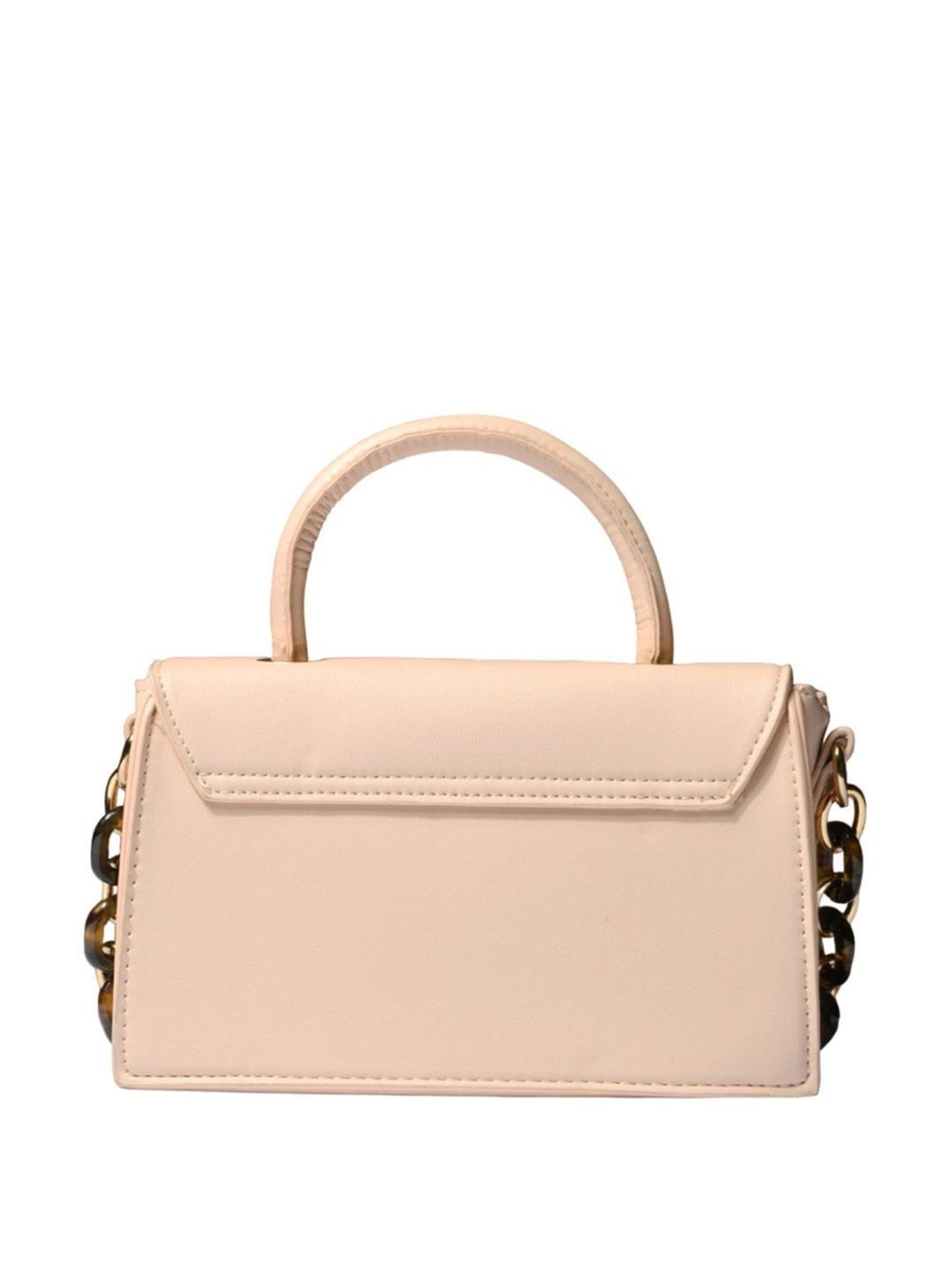 Accessorize London Pink Faux Leather Solid Satchel Handbag