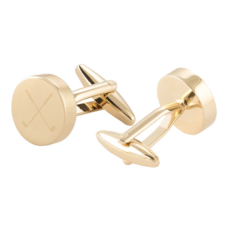 Golf Round Cuff Links Gold