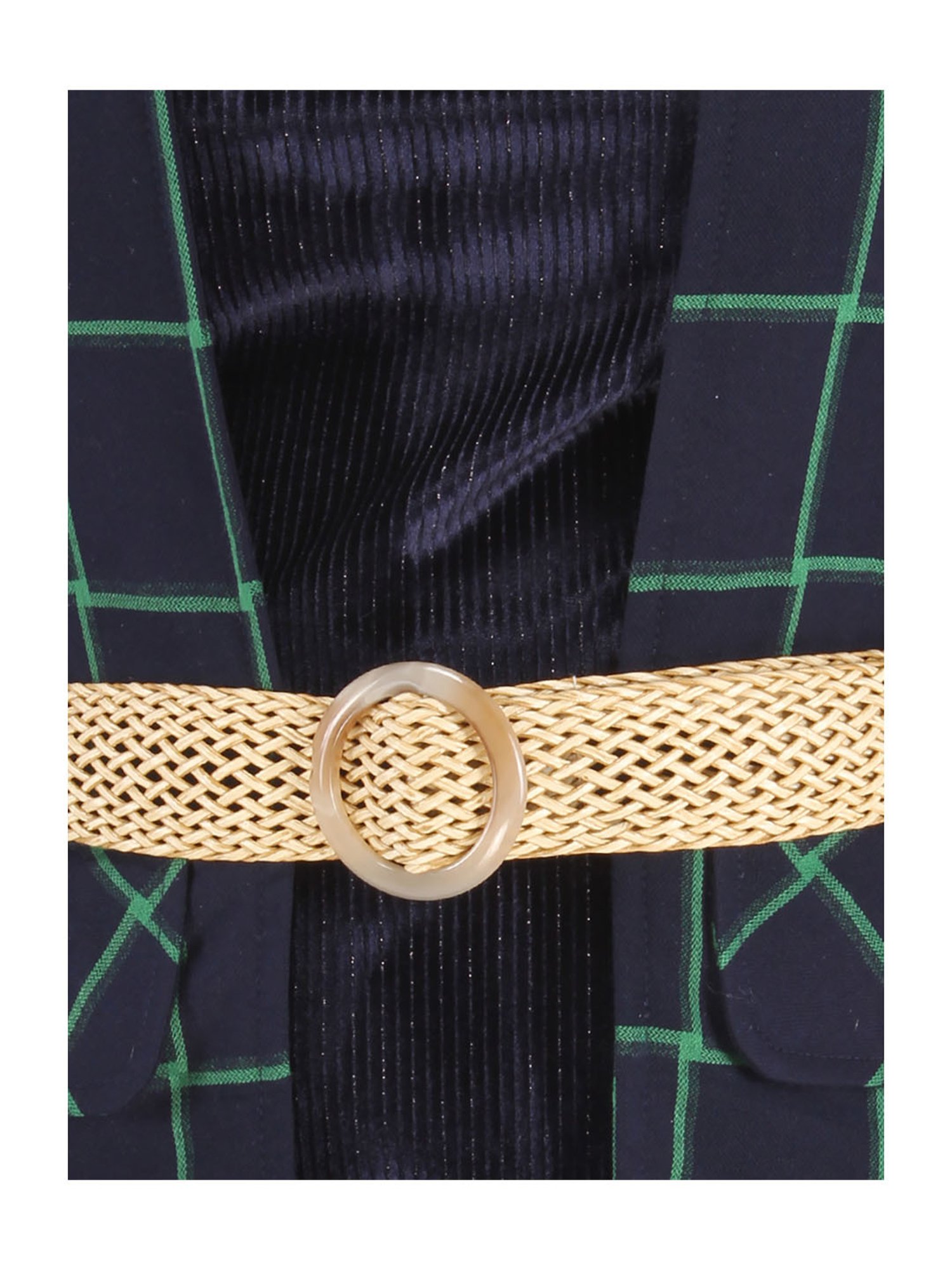 Cutecumber Kids Navy Checks Full Sleeves Dress with Jacket