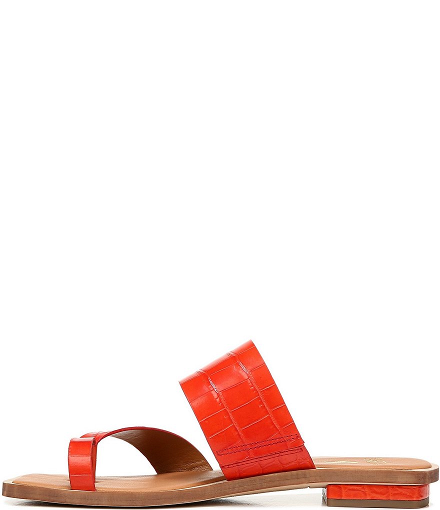 Sarto by Franco Sarto Ediana Croco Print Leather Toe Ring Square Toe Sandals