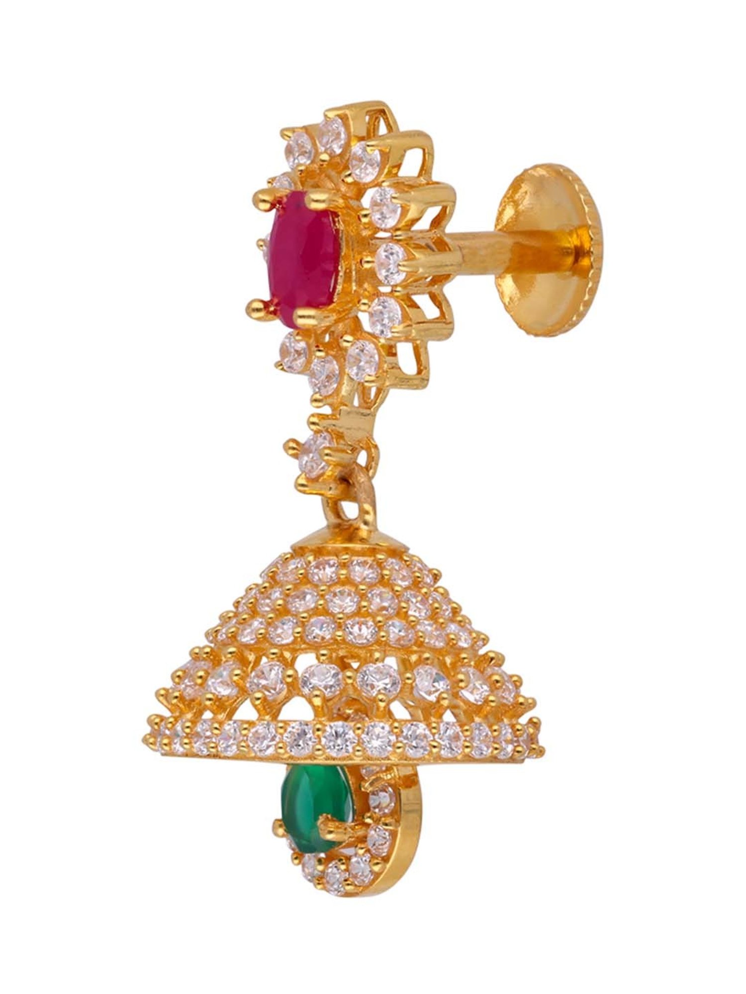 CKC Casting Design Gold Eardrops with Cubic Zircon: Sparkling Sophistication