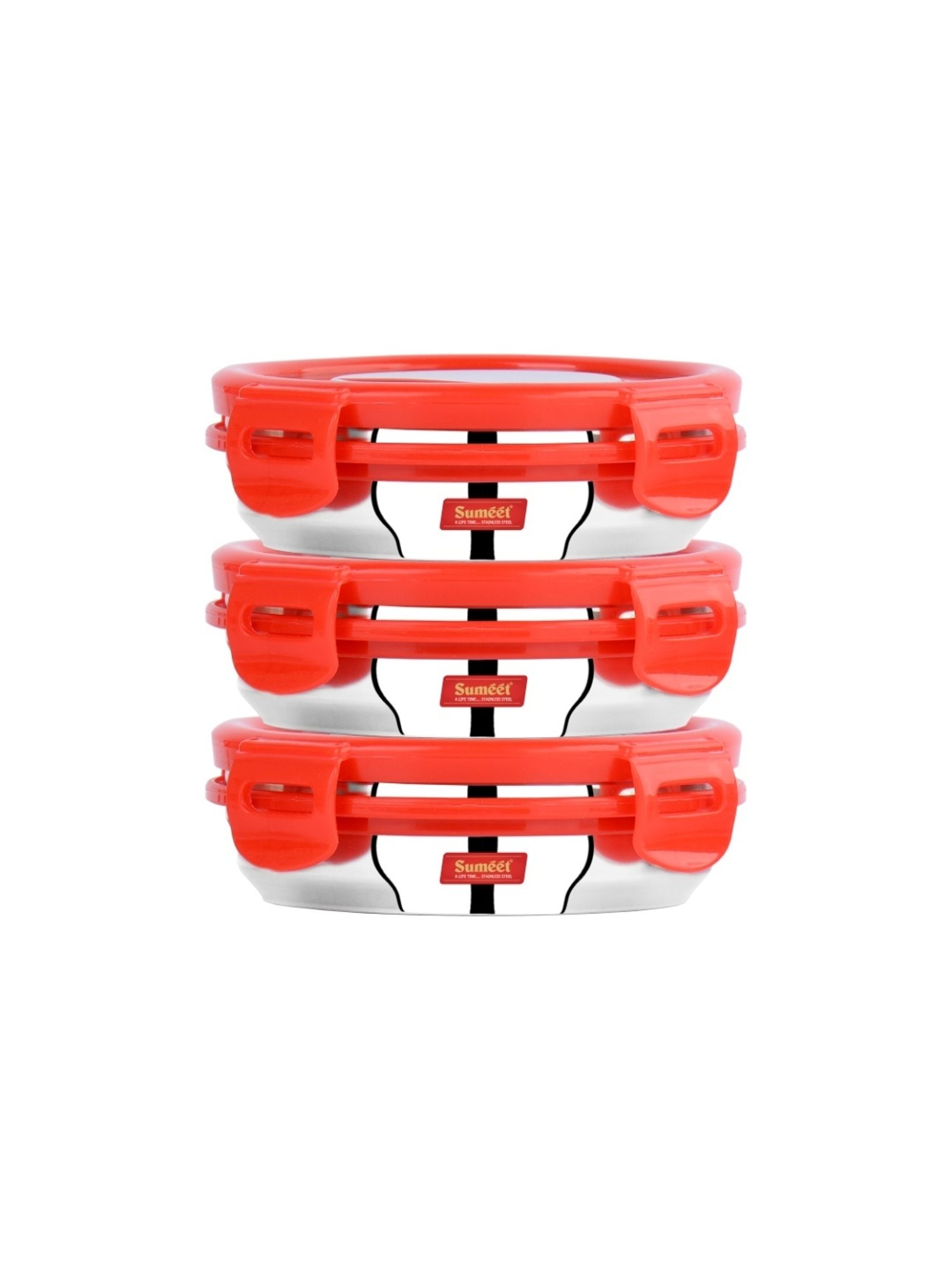Sumeet Airtight & Leak Proof Steelexo S.S. Containers with S.S. Lid- Size 300ML-Set of 3Pcs