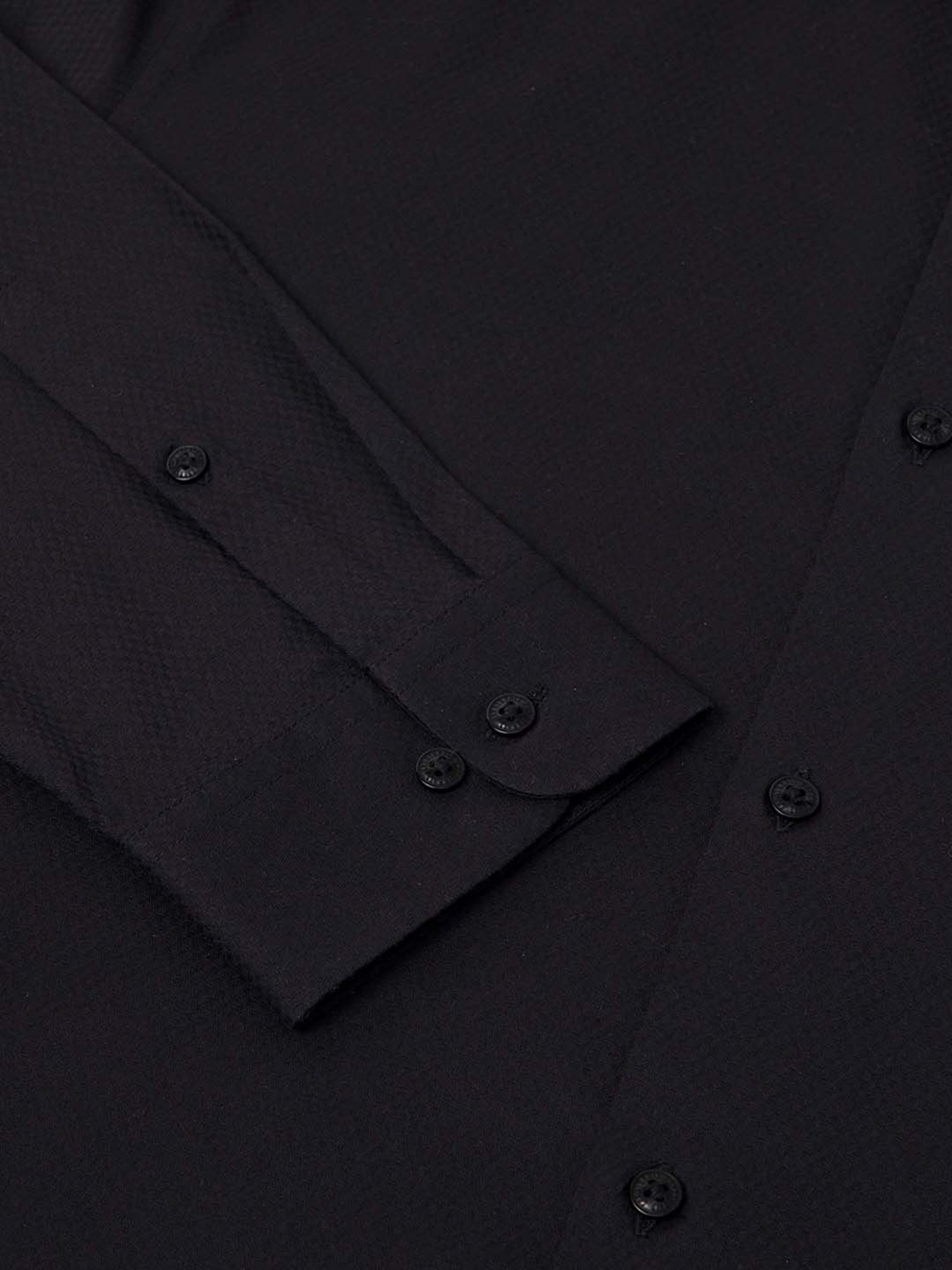 SUBTRACT Black Slim Fit Self Design Shirt