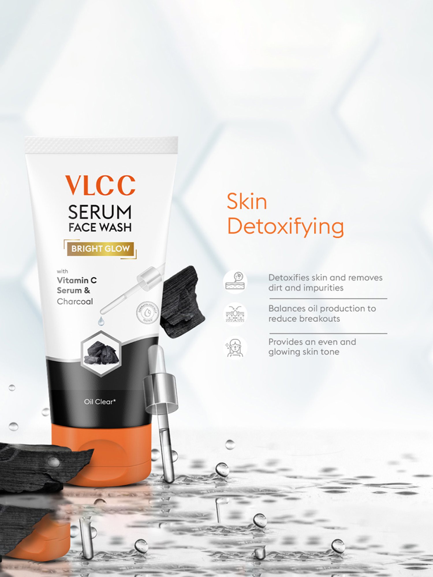 VLCC Bright Glow Charcoal for AM & Hydra Nourish Aloe Vera for PM Face Wash Combo