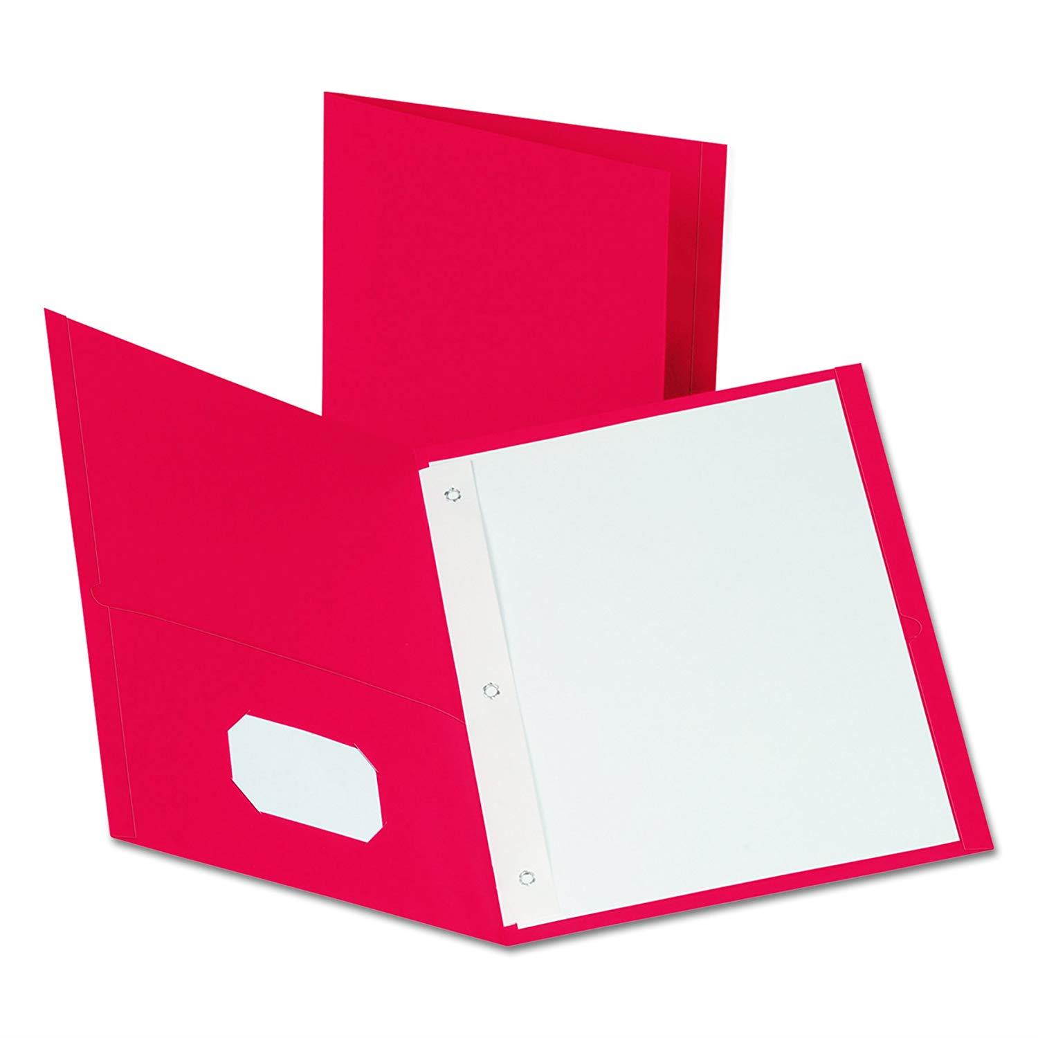 Oxford Two-Pocket Folders w/Fasteners, Red, Letter Size, 25 per box (57711)