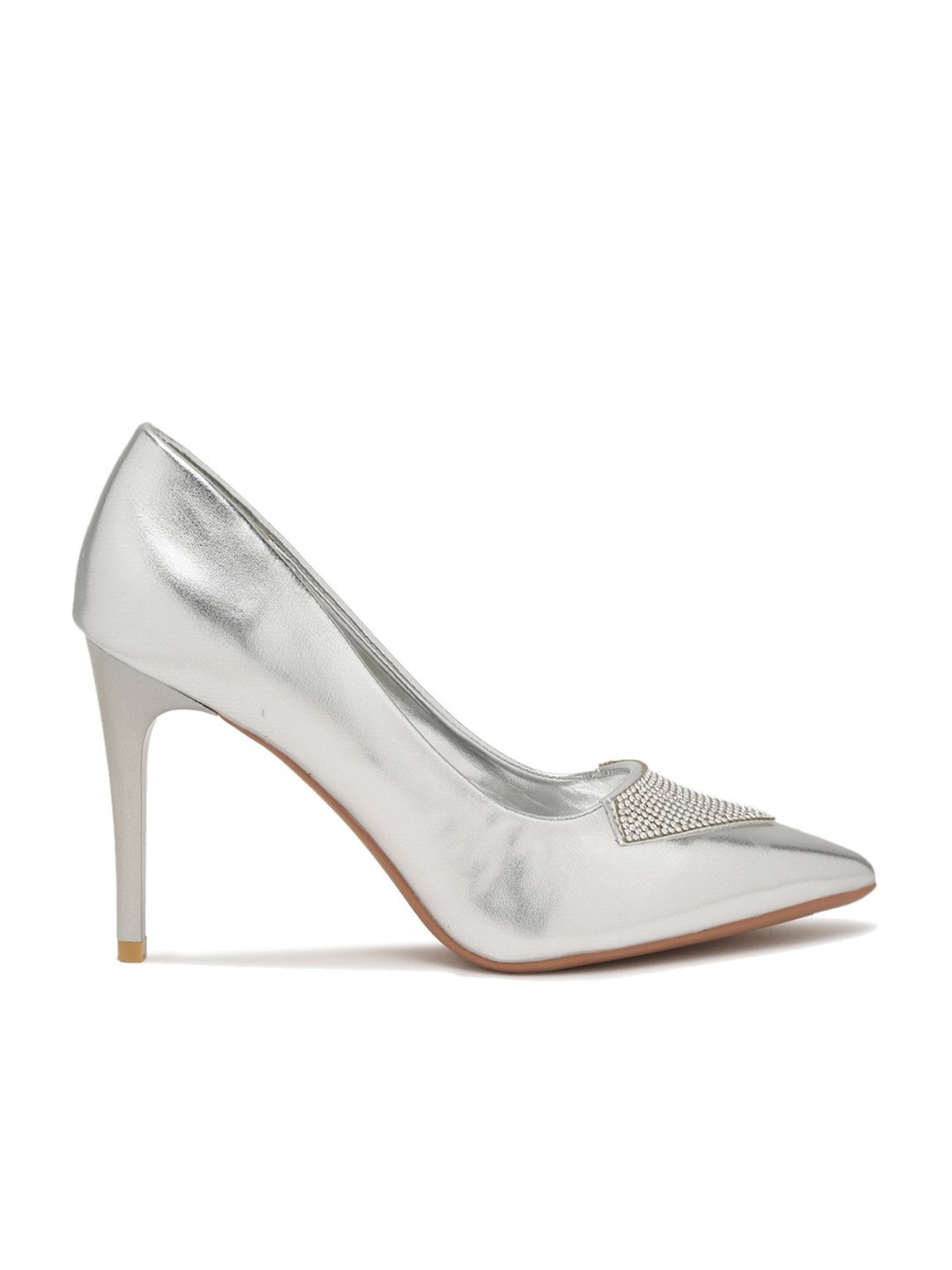 Flat N Heels Women's Silver Stiletto Pumps