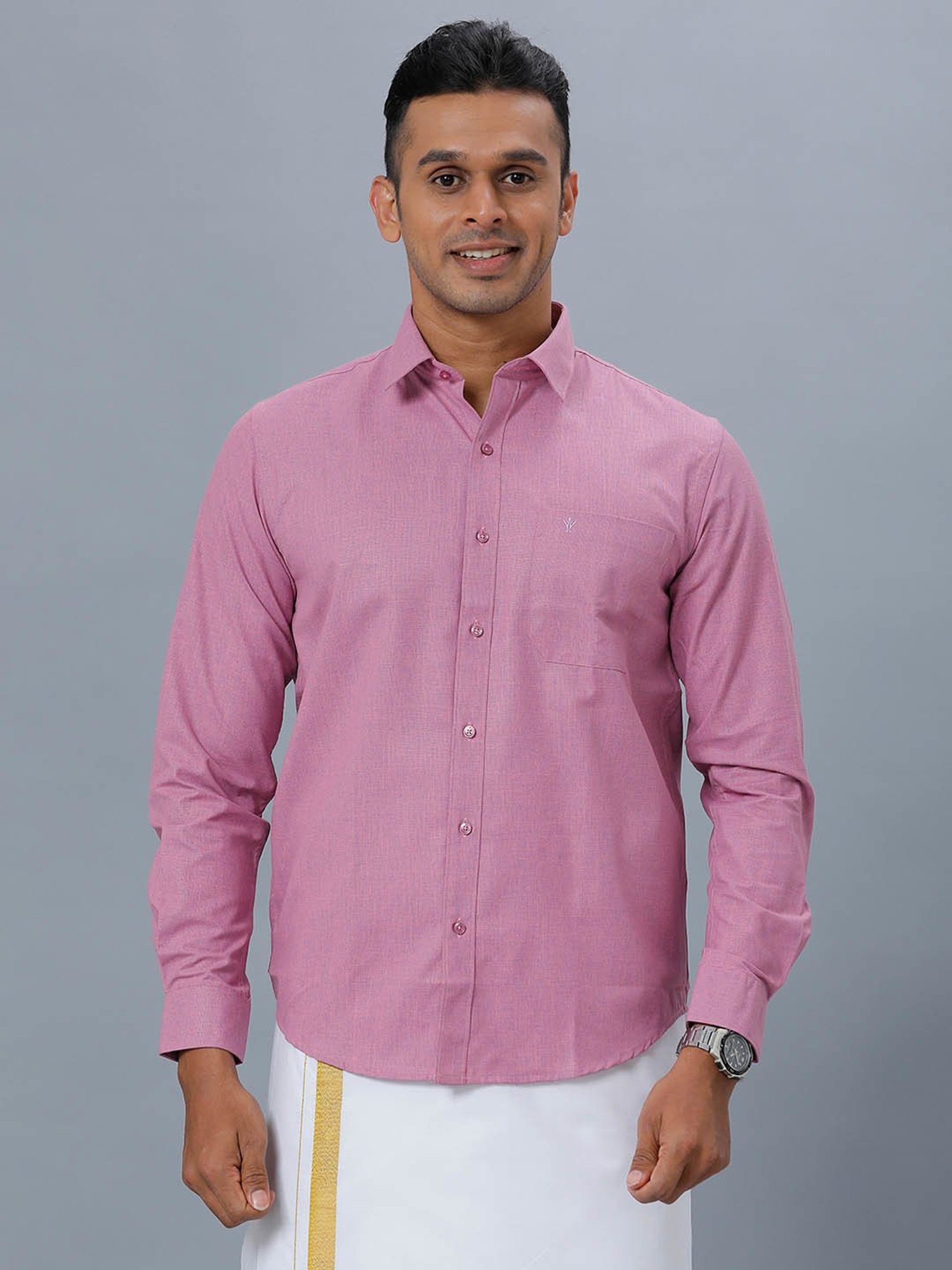Ramraj Purple Regular Fit Shirt