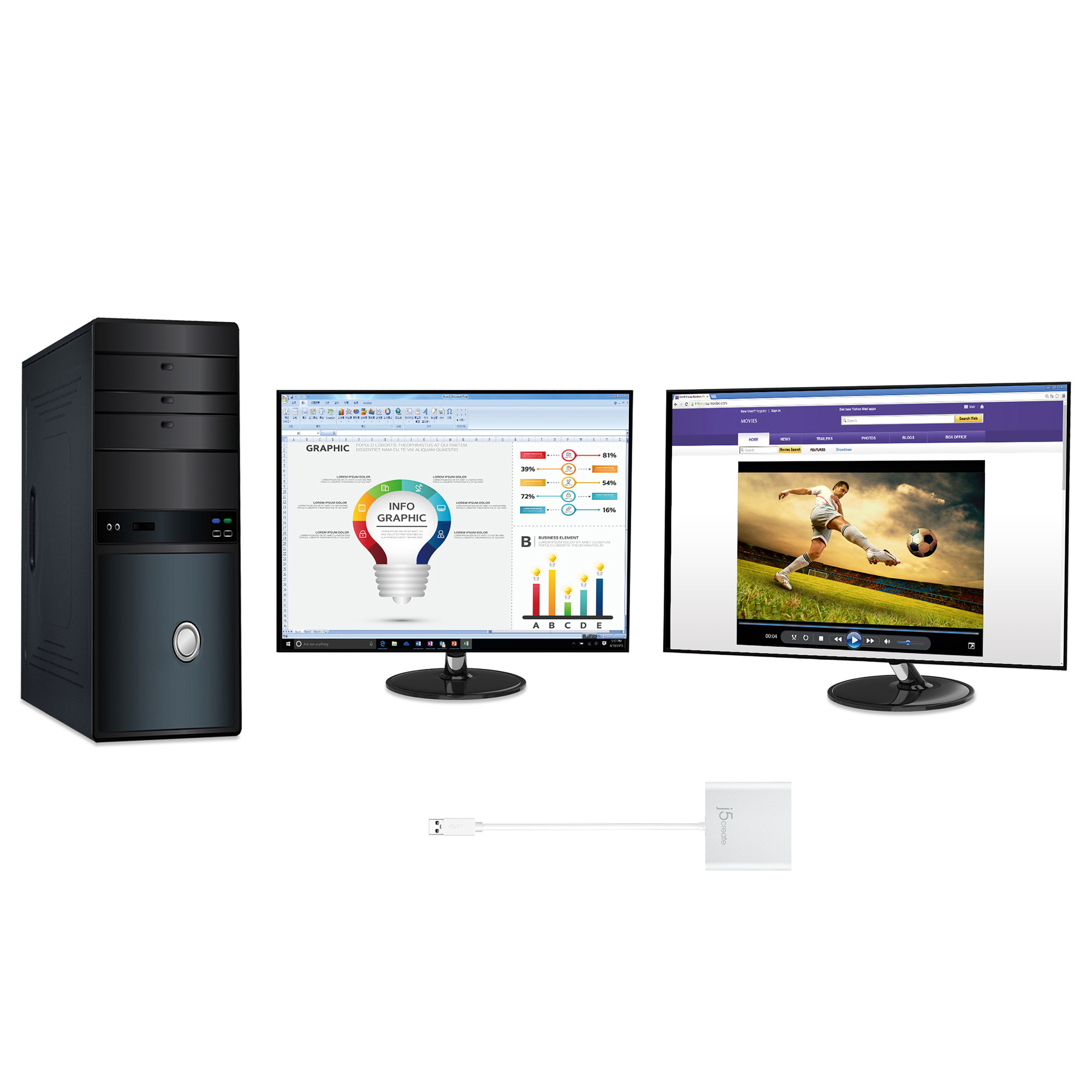 j5create USB 3.0 to Dual HDMI Multi-Monitor Adapter