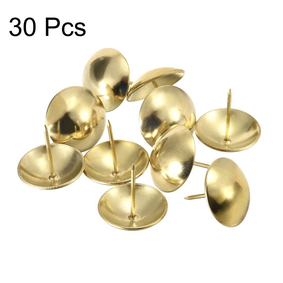 Upholstery Nails Tacks 30mm Dia 30mm Height Round Thumb Push Pins Gold Tone 30 Pcs