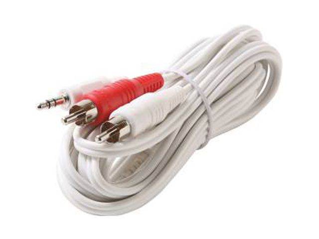 STEREN 252-051WH 6" 3.5mm Stereo Plug to 2-RCA Plug Y Audio Patch Cord