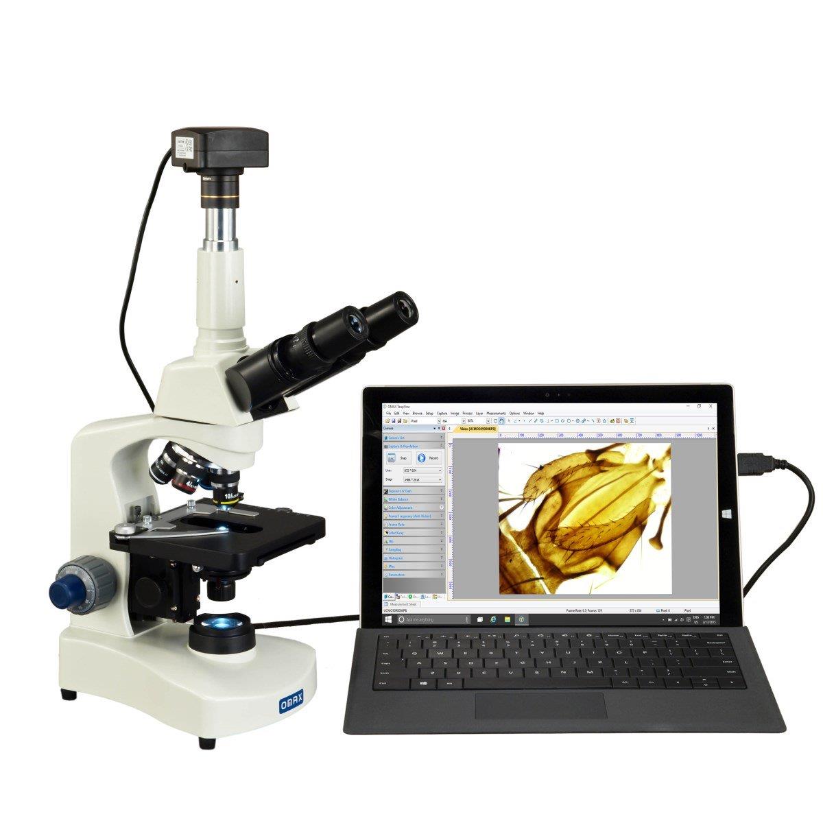 OMAX 40X-2500X USB3 18MP Digital Lab Trinocular LED Compound Microscope with Aluminum Carrying Case