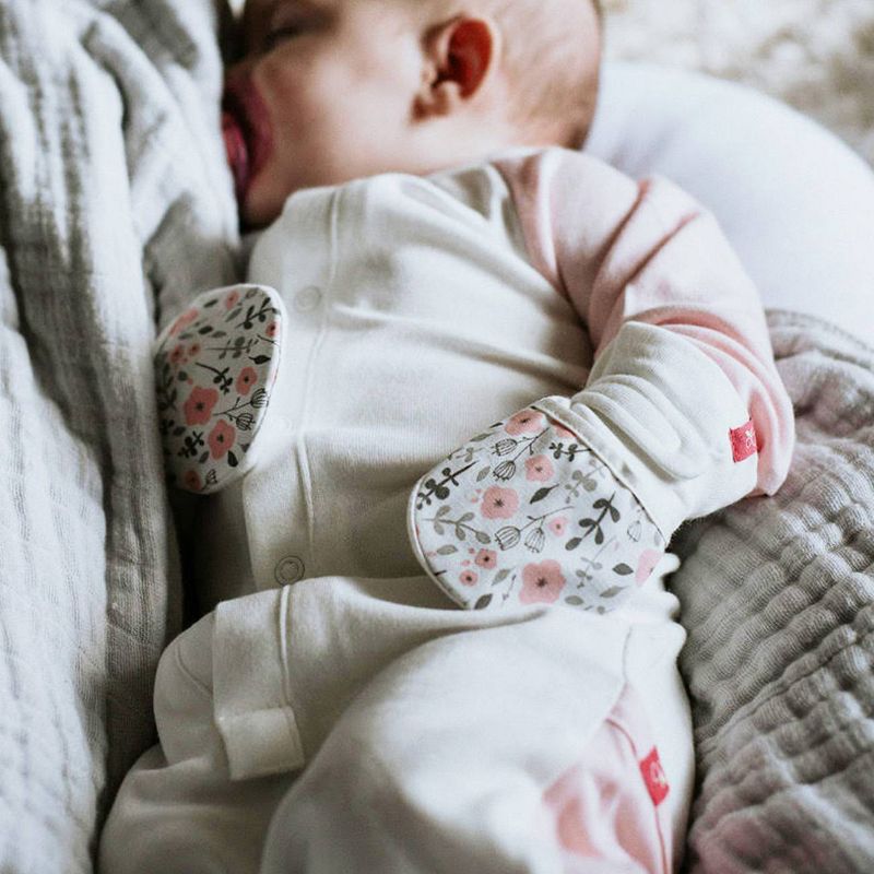 Goumi Baby Girls' Organic Cotton Enchanted Garden Floral Mittens - Pink 0-3M