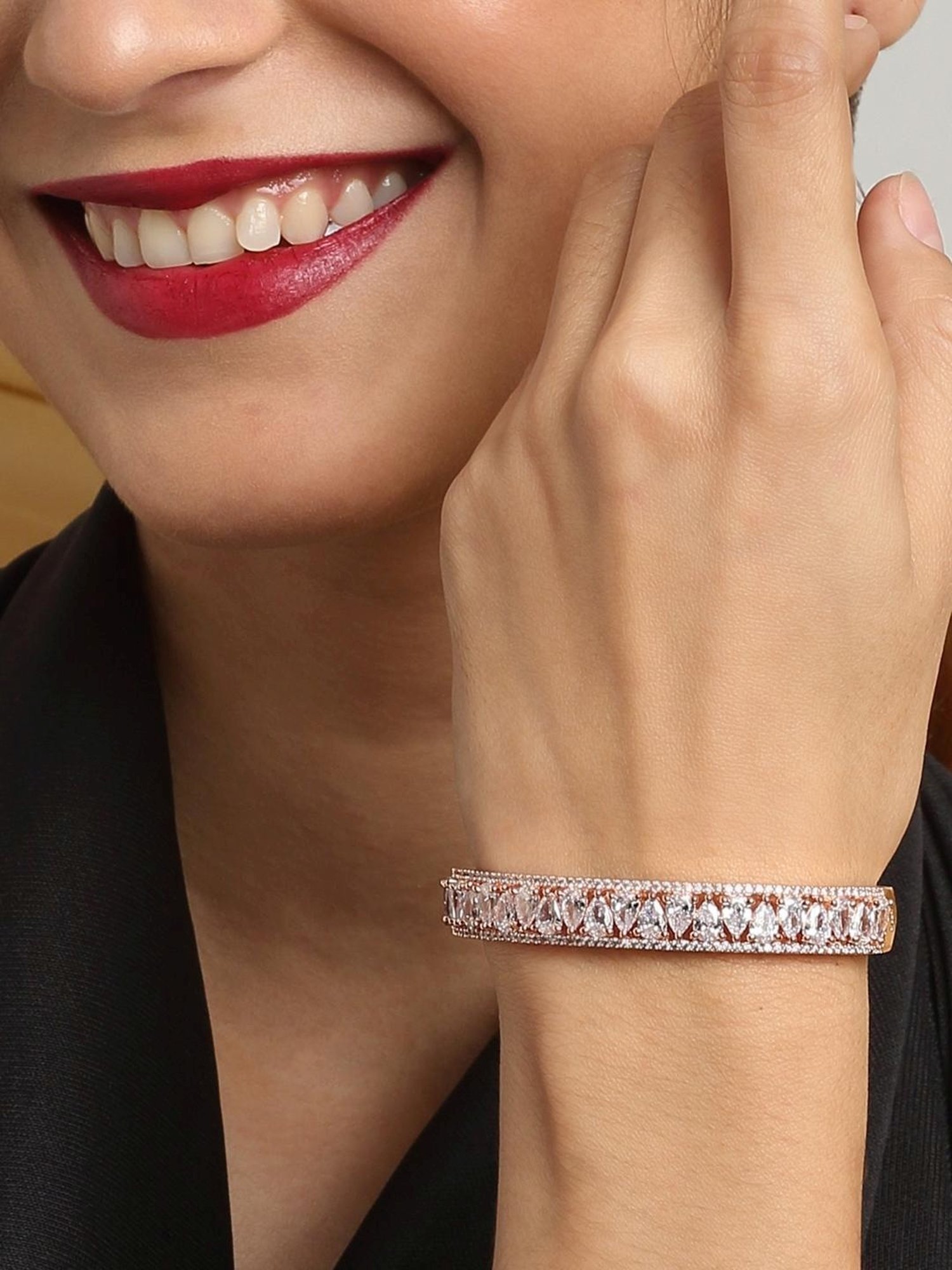 YouBella Jewellery Celebrity Inspired Gold-Plated American Diamond Classic Bracelet