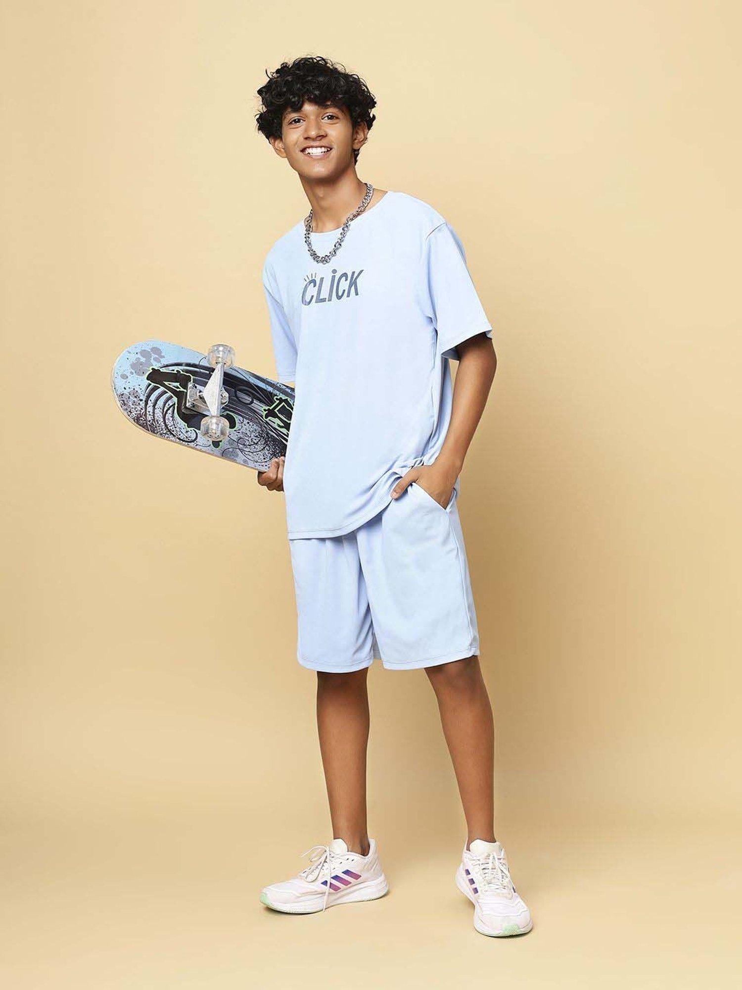 TeenTrums Kids Blue Printed T-Shirt Set