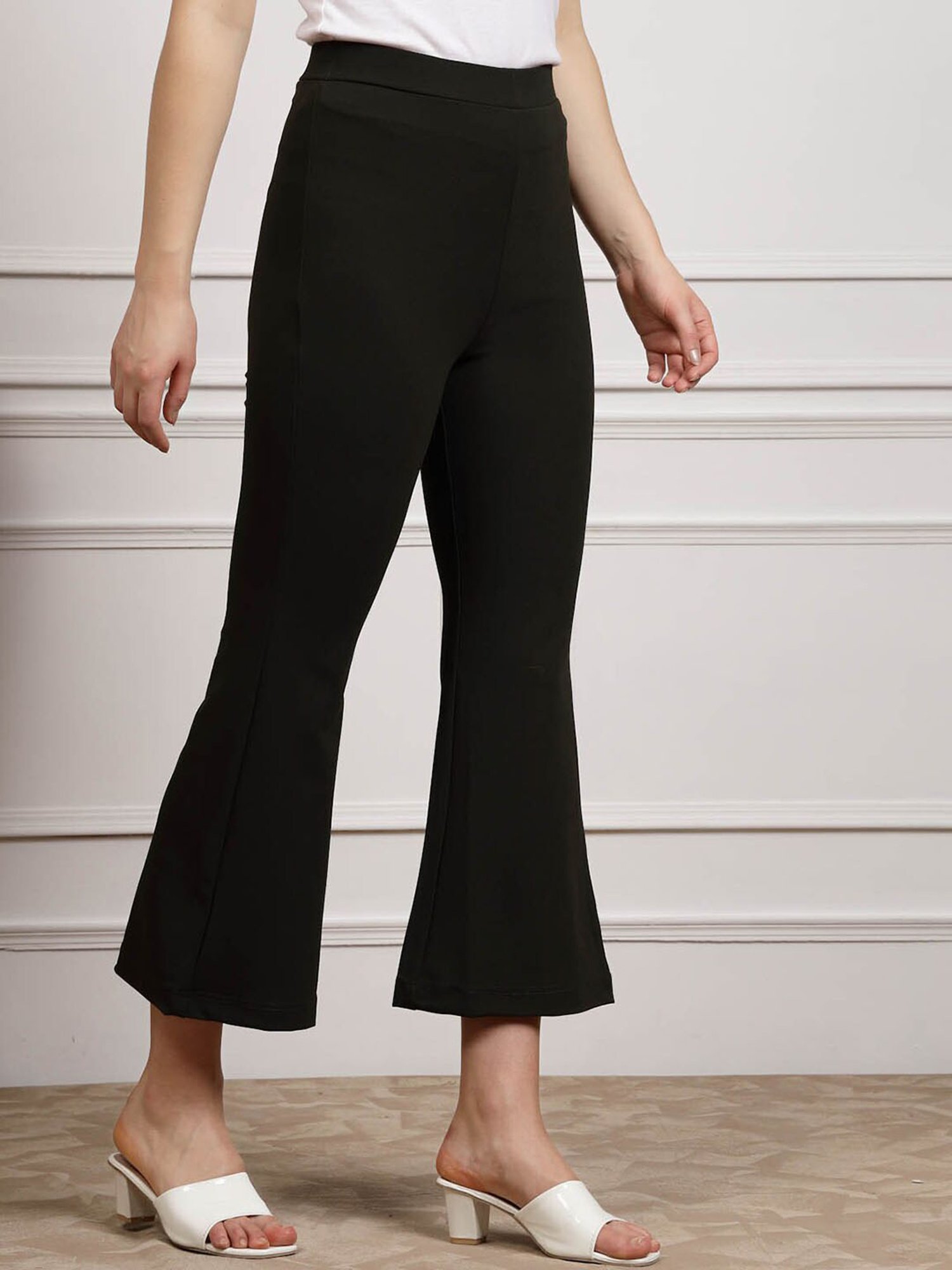 Melon by PlusS Olive Regular Fit Mid Rise Trousers