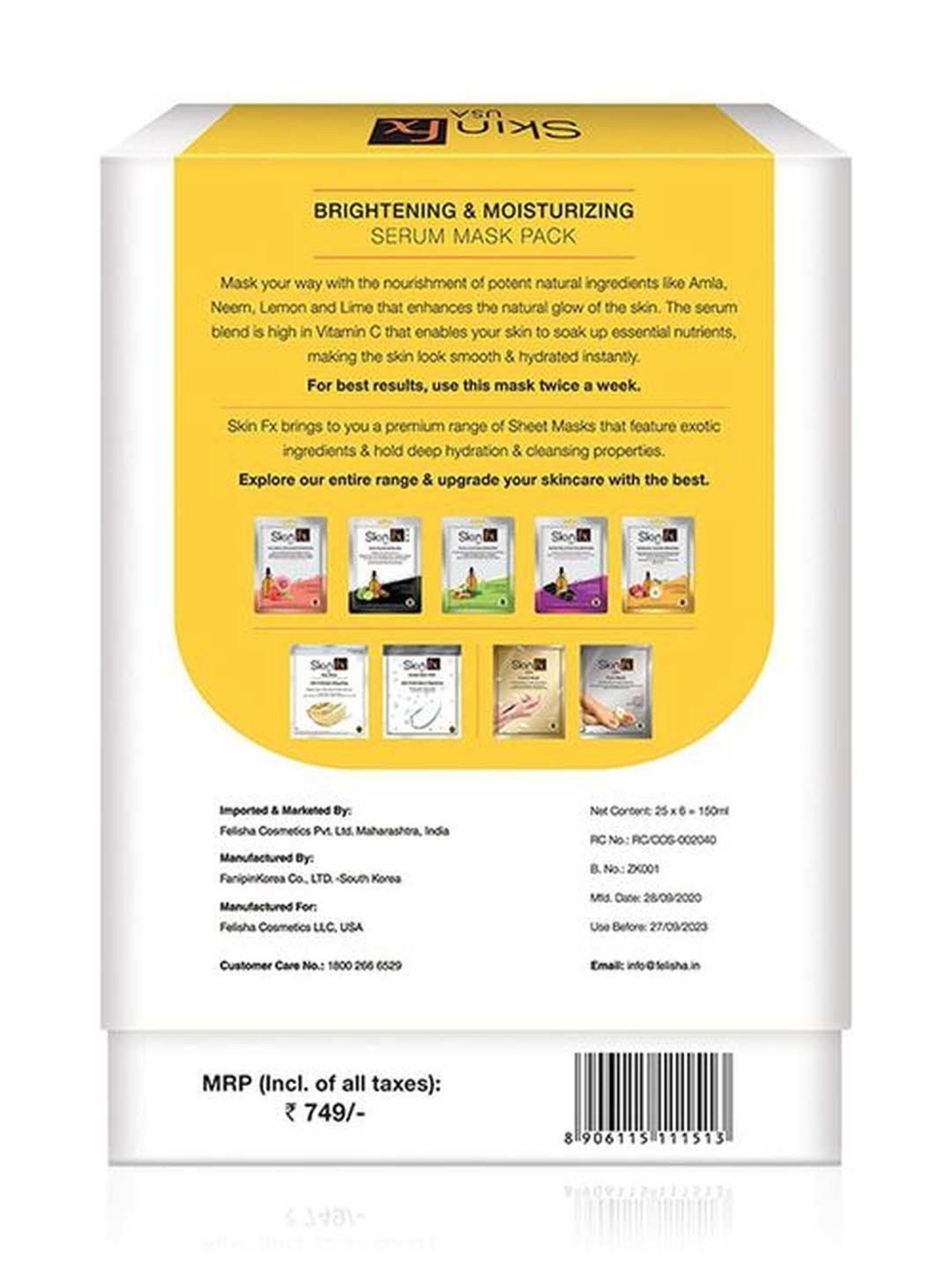 Skin Fx Brightening & Moisturizing Serum Mask Combo - Pack of 6