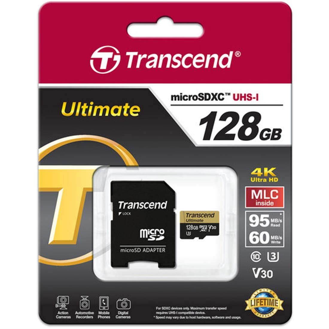 Transcend Micro SD Card MicroSDHC SDXC Cards 8GB / 16GB / 32GB / 64GB / 128GB Flash Memory Class 4/10 Speed 48MBs to 95MBs Storage DSLR Camera Video PC Phone (8GB Premium MicroSDHC)