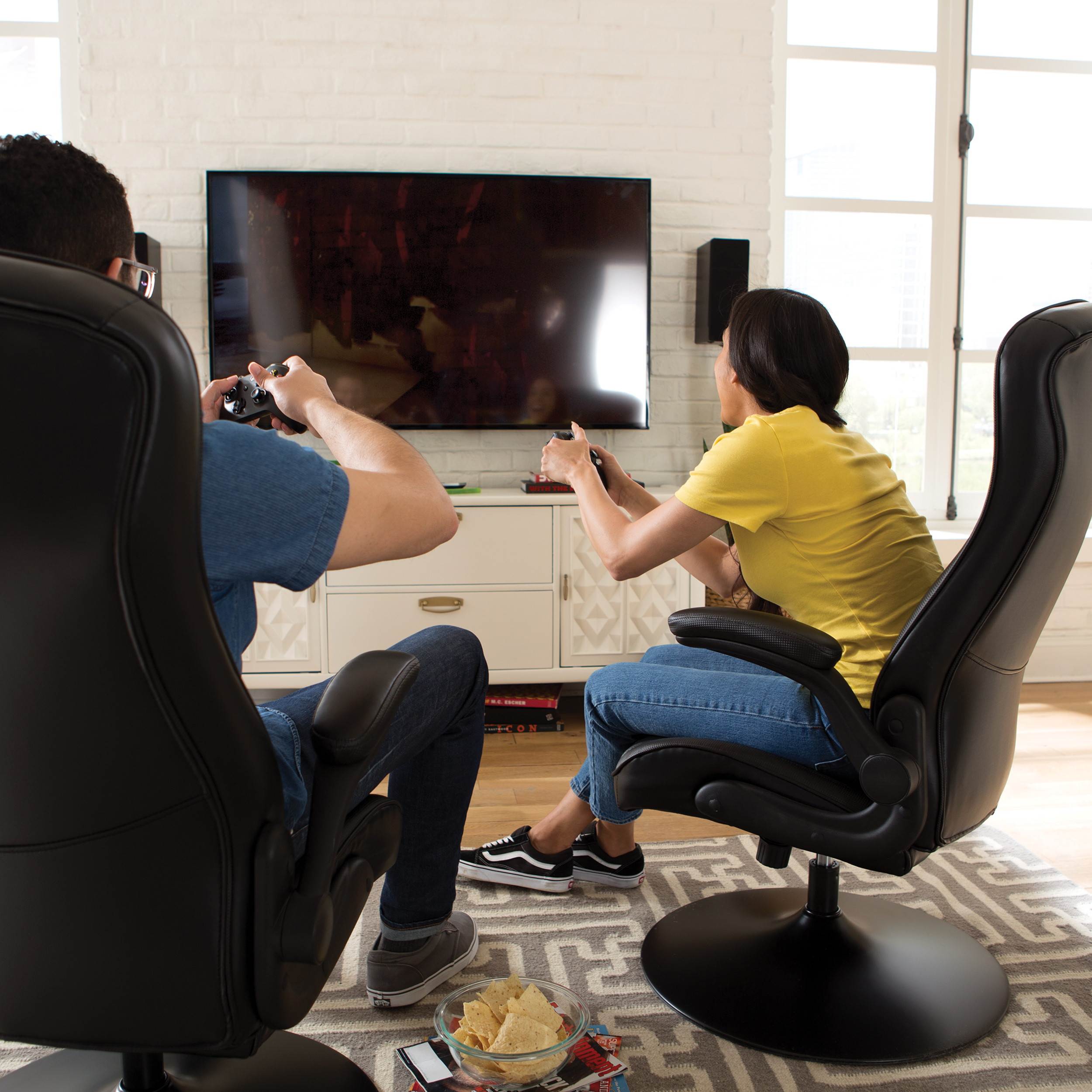 RESPAWN-800 Racing Style Gaming Rocker Chair, Rocking Gaming Chair, in Blue (RSP-800-BLK-BLU)