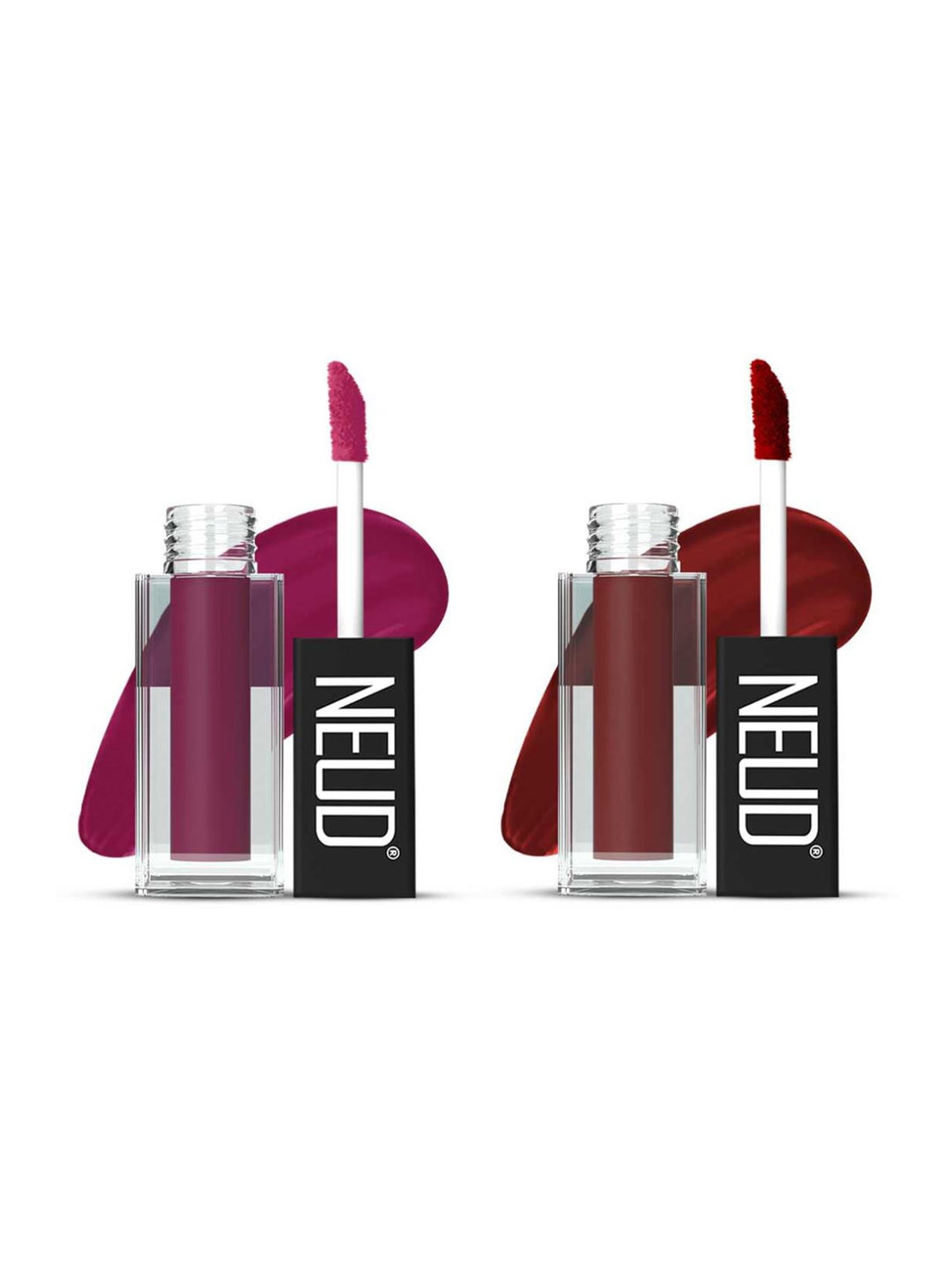 Neud Matte Liquid Lipstick Combo Mauve-a-Licious & Red Kiss with Two Lip Gloss Free