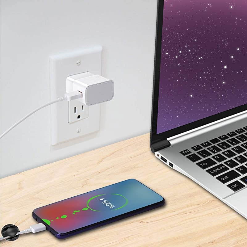 for Samsung Galaxy S9, Swadaws 2 Pack Adaptive Fast Wall Android Cell Phone Tablet Station Adapter with USB Type C Cable Compatible Samsung Galaxy S20 S10 S10e S8 Plus/Note 8 9 (White)