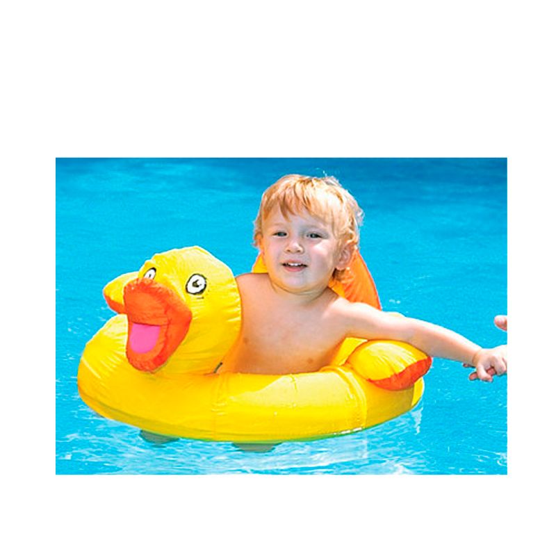 Swimline 20&rdquo; Ducky Inflatable Children's 1-Person Fabric Covered Swimming Pool Baby Float - Yellow/Orange