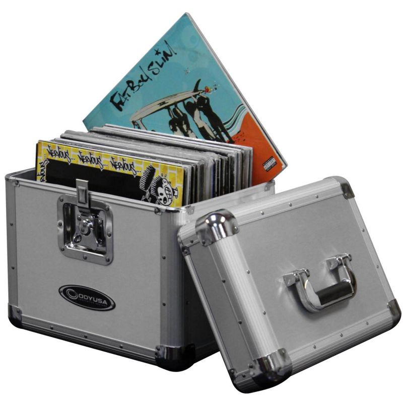 Odyssey KROM Transport Case for 70, 12 Inch Vinyl Records, Silver | KLP1-SILVER