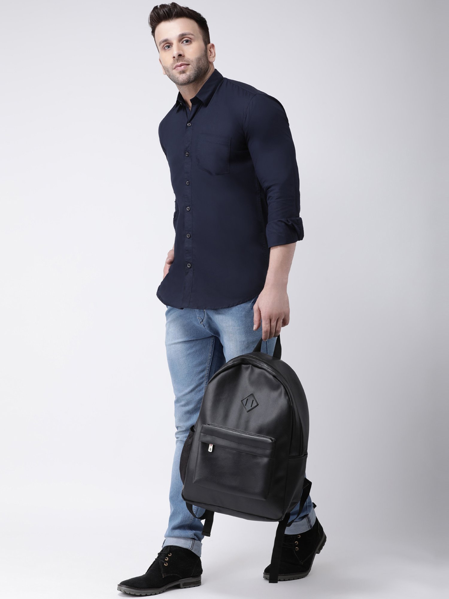 Hangup Plus Navy Slim Fit Pure Cotton Shirt