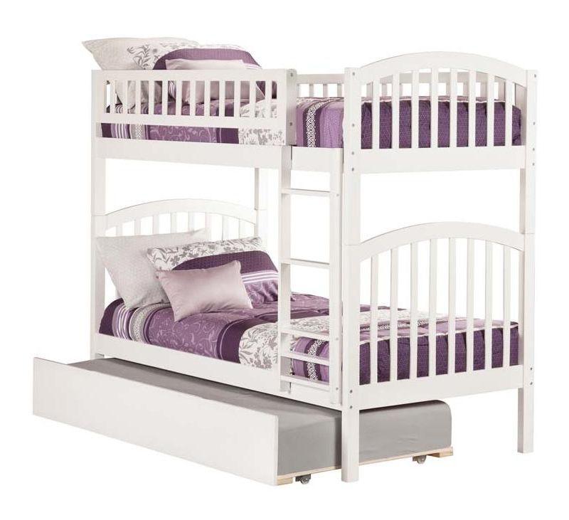 Richland Bunk  Twin over Twin w/ Raised Panel Trundle  Antique Walnut - Atlantic Frame