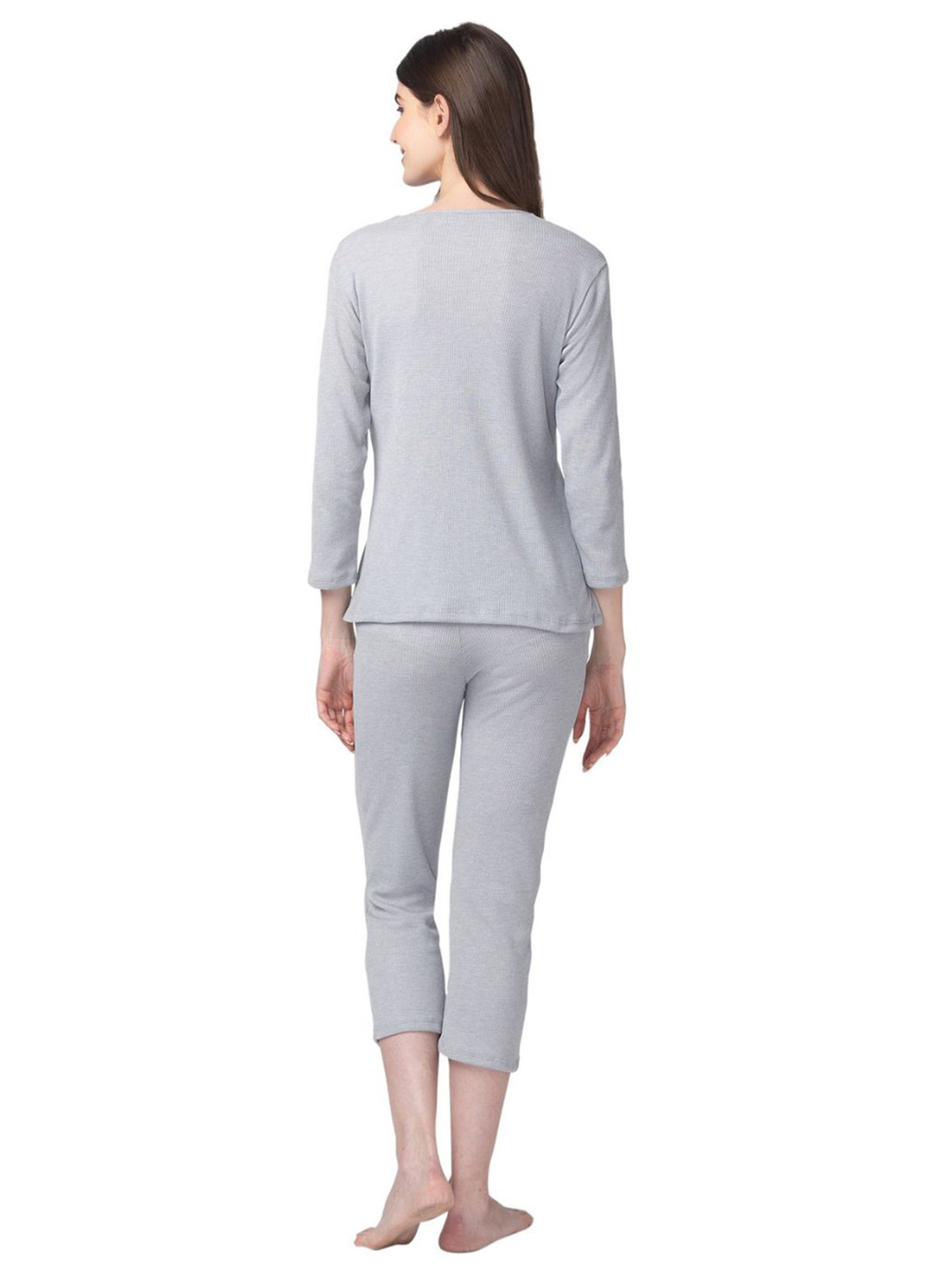 Candyskin Cotton Grey T-Shirt With Capris