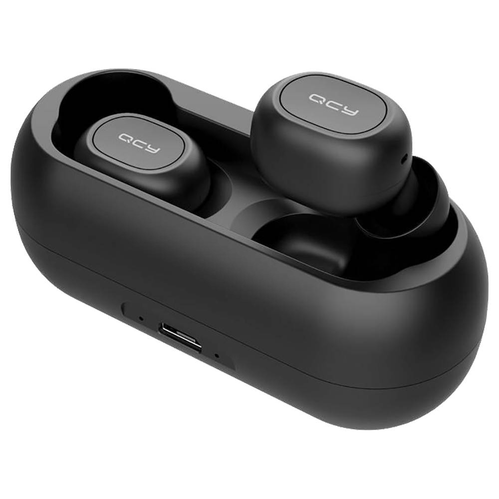 QCY T1 TWS Dual Bluetooth 5.0 Earphones with Mic Charging Box Noise Reduction - Black