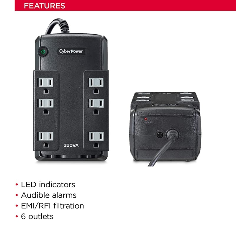 CP350SLG Standby UPS System 350VA255W 6 Outlets Compact