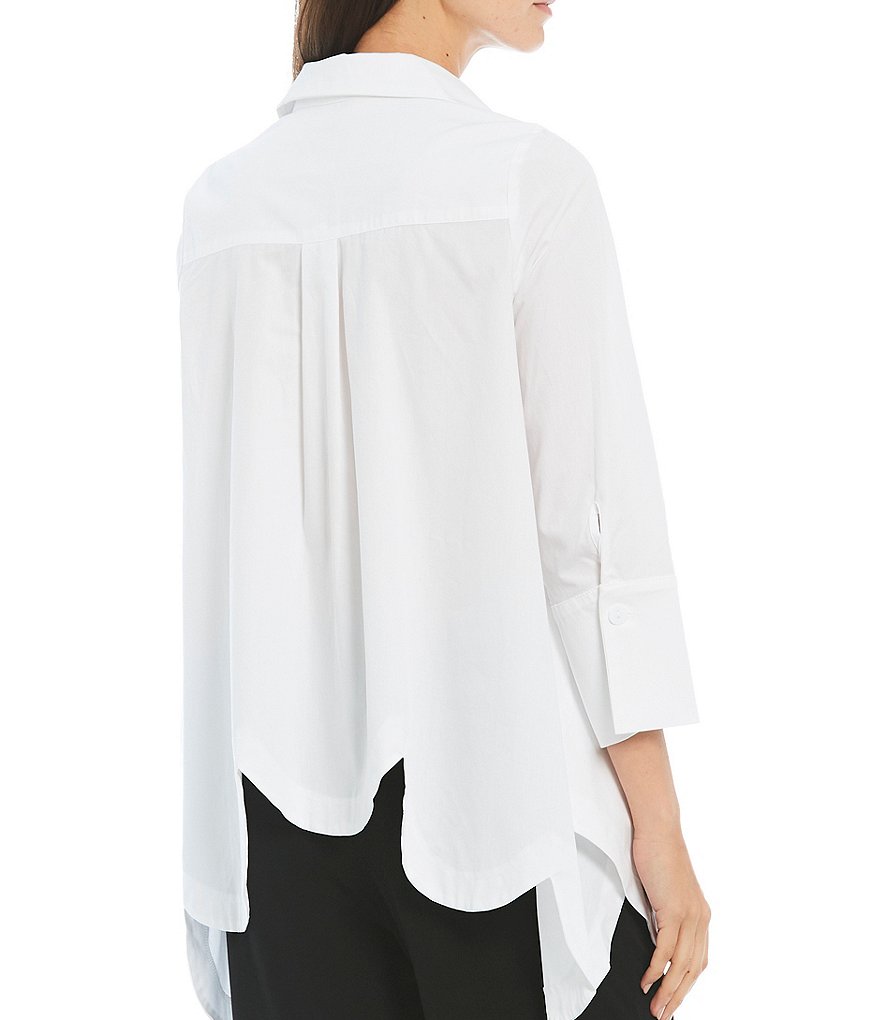 IC Collection Scallop Hem Button Front Blouse