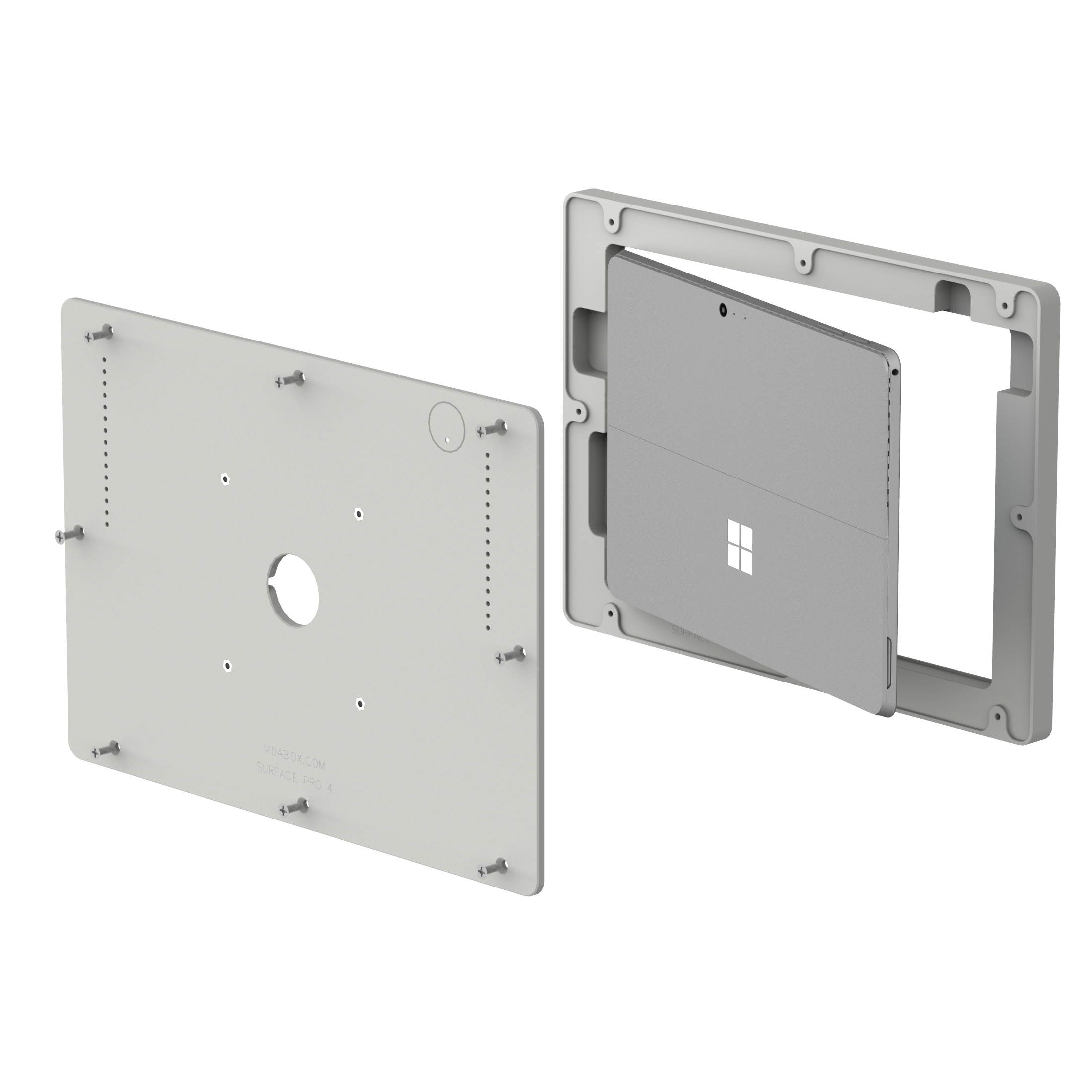 VidaMount Light Grey VESA Enclosure compatible with Microsoft Surface Pro 7+, Pro 7, Pro 6, Pro 5, Pro 4