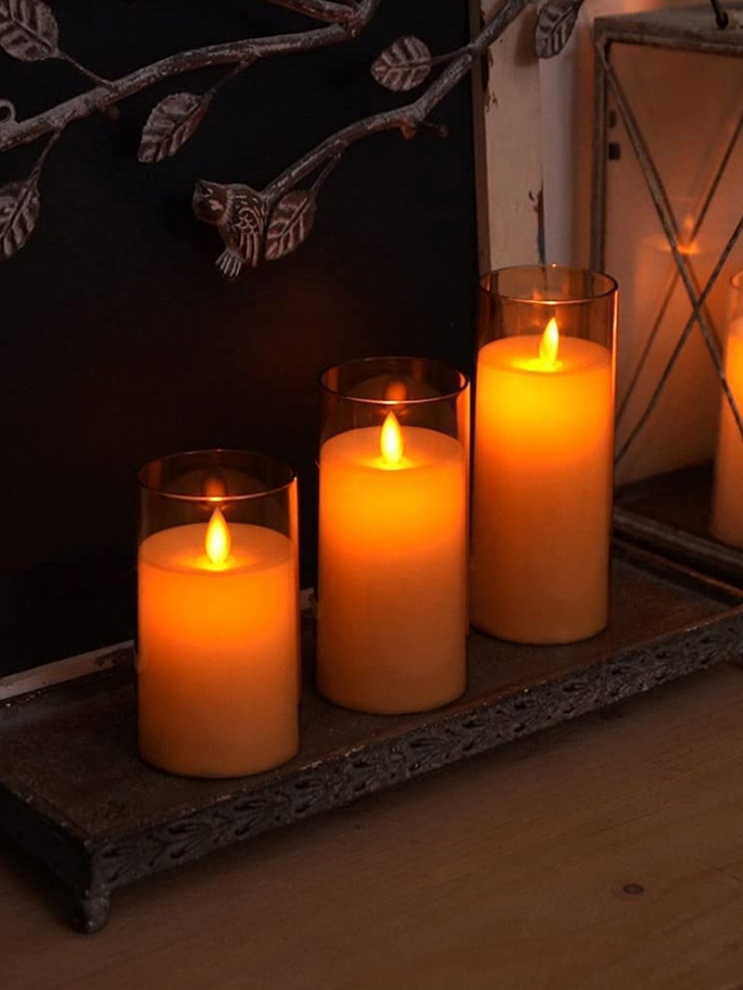 Xergy Acrylic Battery Operated Flameless LED Candles Light, Pack of 3 (Warm White)