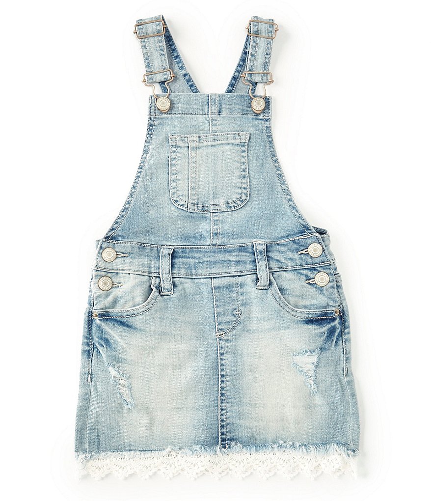 Hippie Girl Little Girls 4T-6X Distressed Crocheted-Trim Denim Skirtall